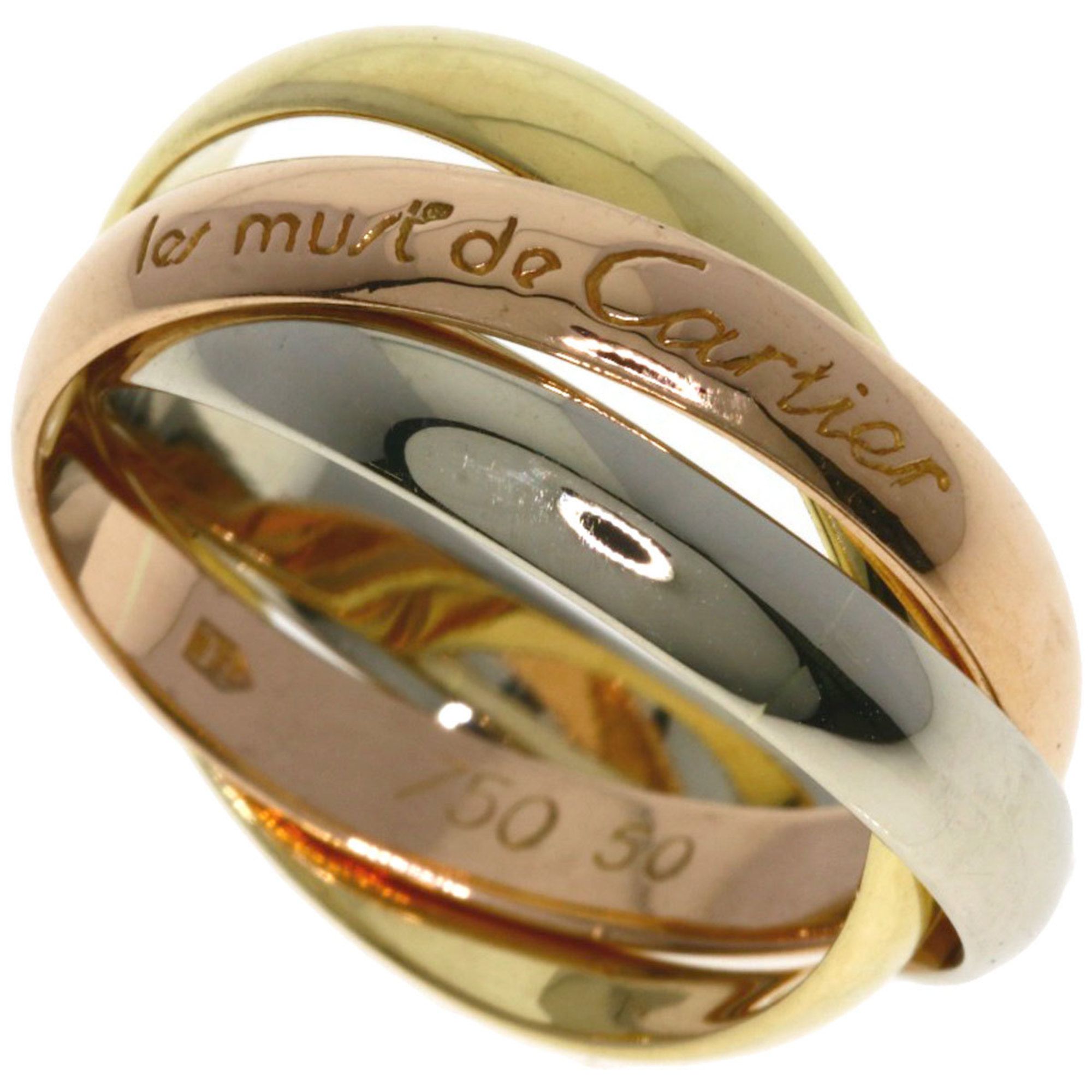 Cartier Trinity Ring, 18K Yellow Gold/18KWG/18KPG, Women's