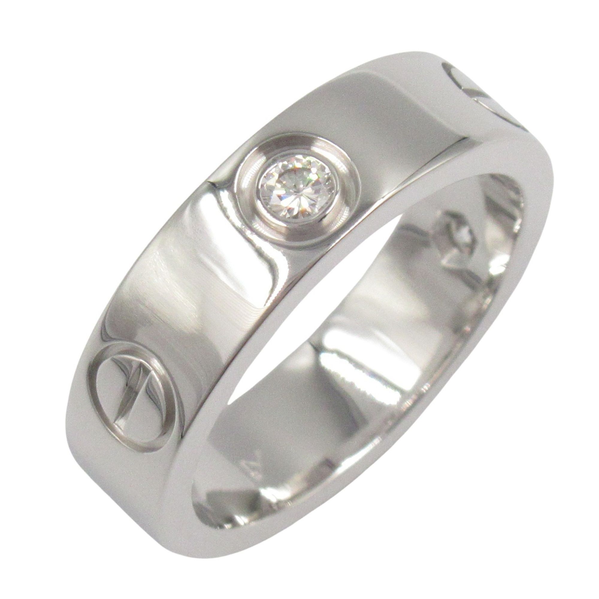 Cartier Love Ring 3PD, 18K White Gold with Diamonds, Clear, for Women