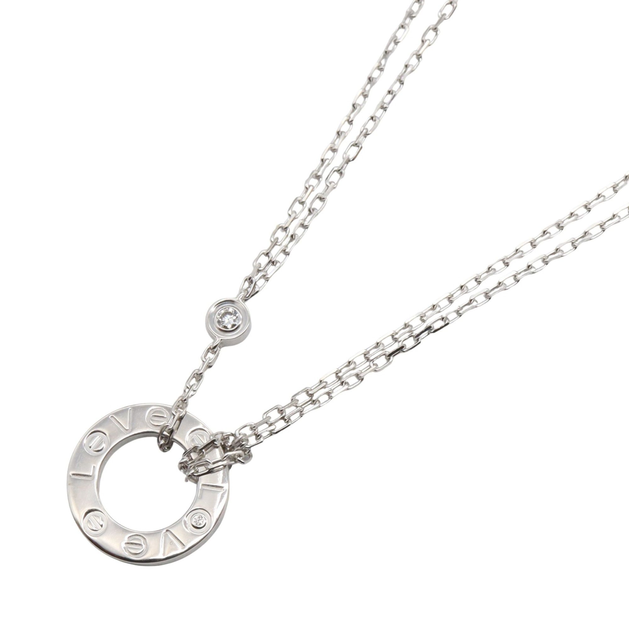Cartier Love Circle Diamond Necklace, 2PD, 18K White Gold with Diamonds, Clear, for Women