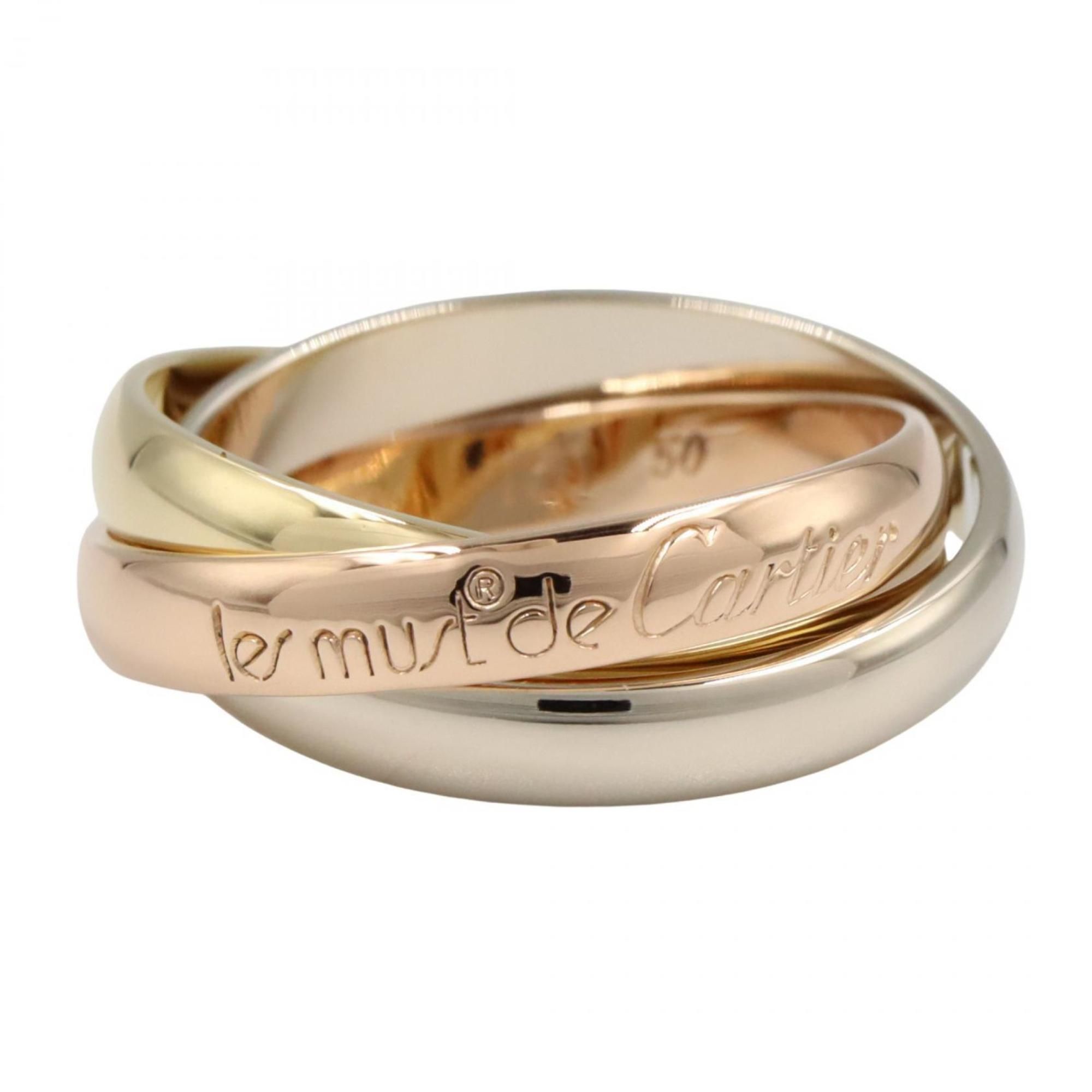 Cartier Trinity Ring, Women's Jewelry, 18K Yellow Gold, White Pink Silver