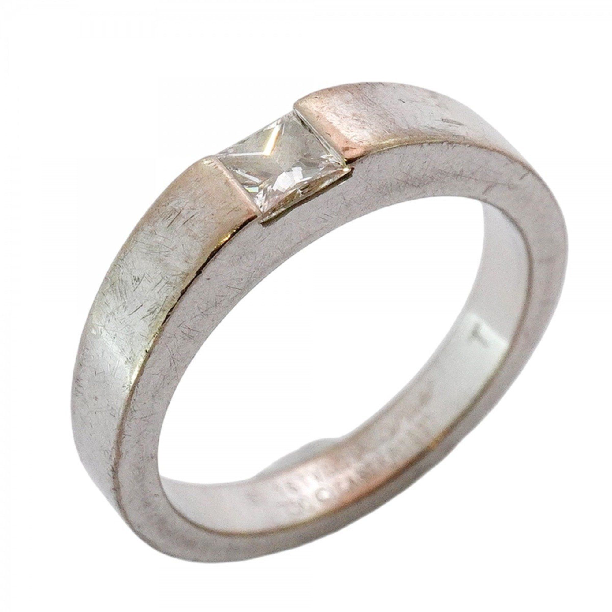 Cartier Tank Ring, 1PD, K18WG White Gold with 0.25ct Diamond, #51, Women's