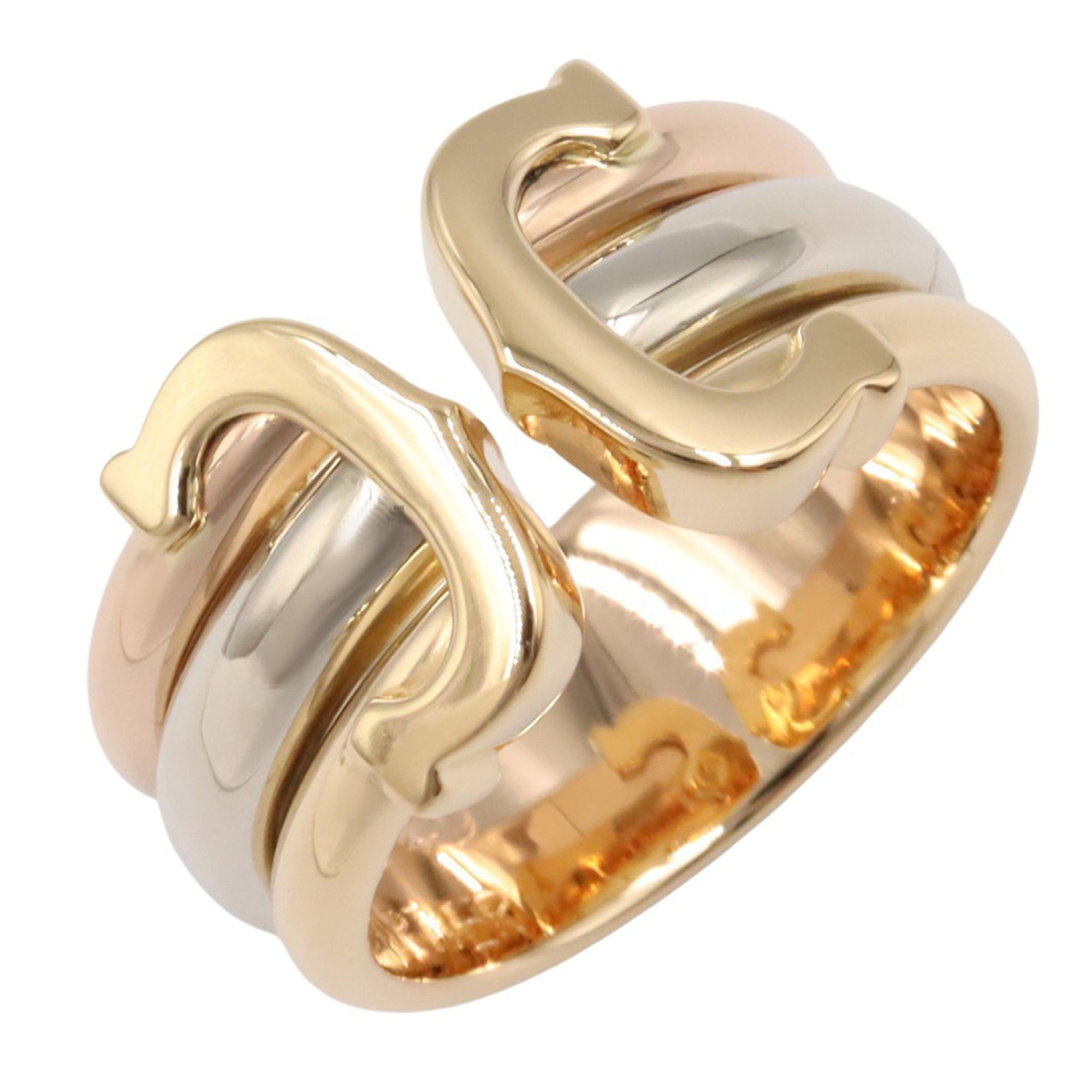 Cartier 2C Ring, 18K Yellow Gold, White Pink Women's, Silver, B4026249