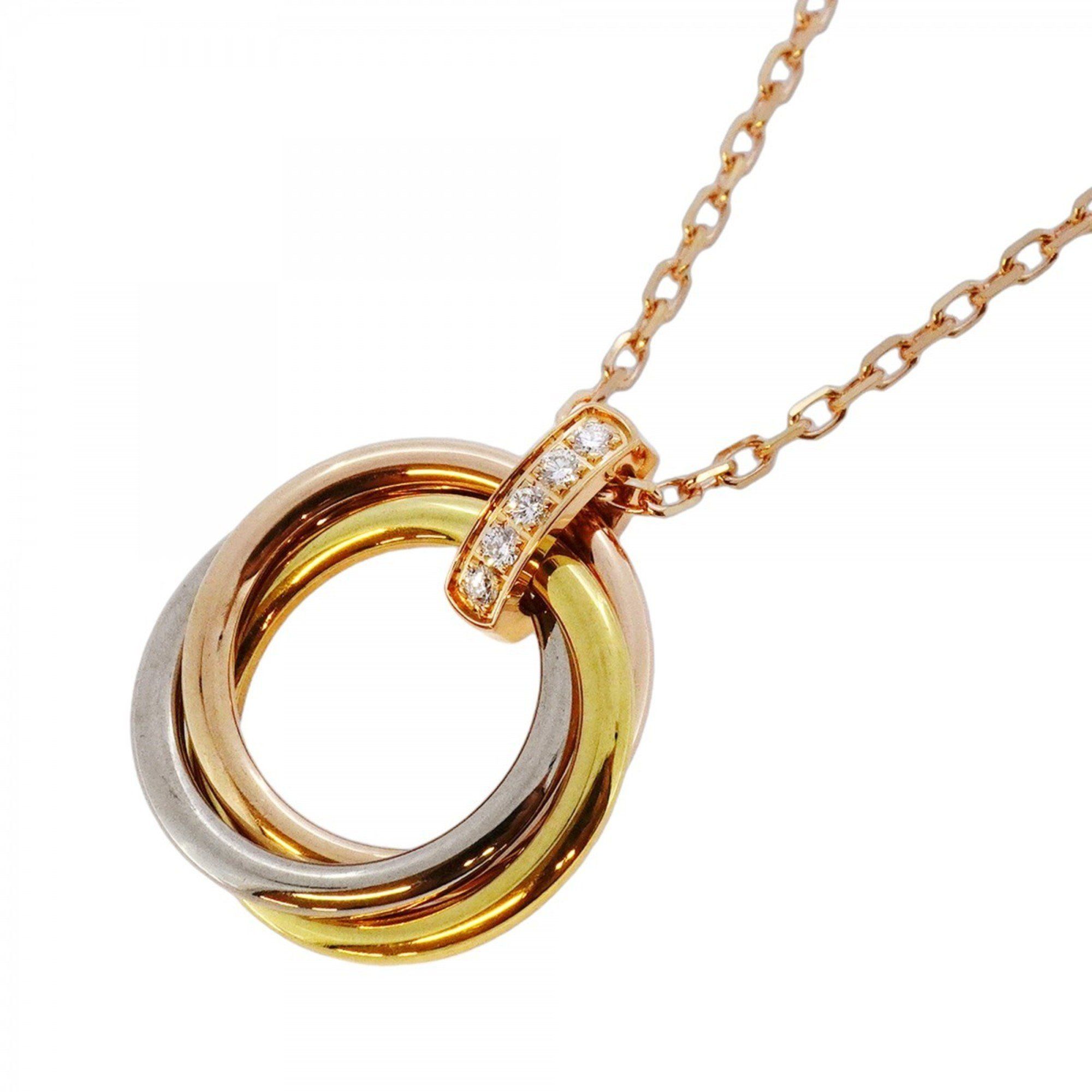 Cartier Trinity 5PD Necklace in 18K Yellow Gold, White and Pink Gold with Diamonds for Women