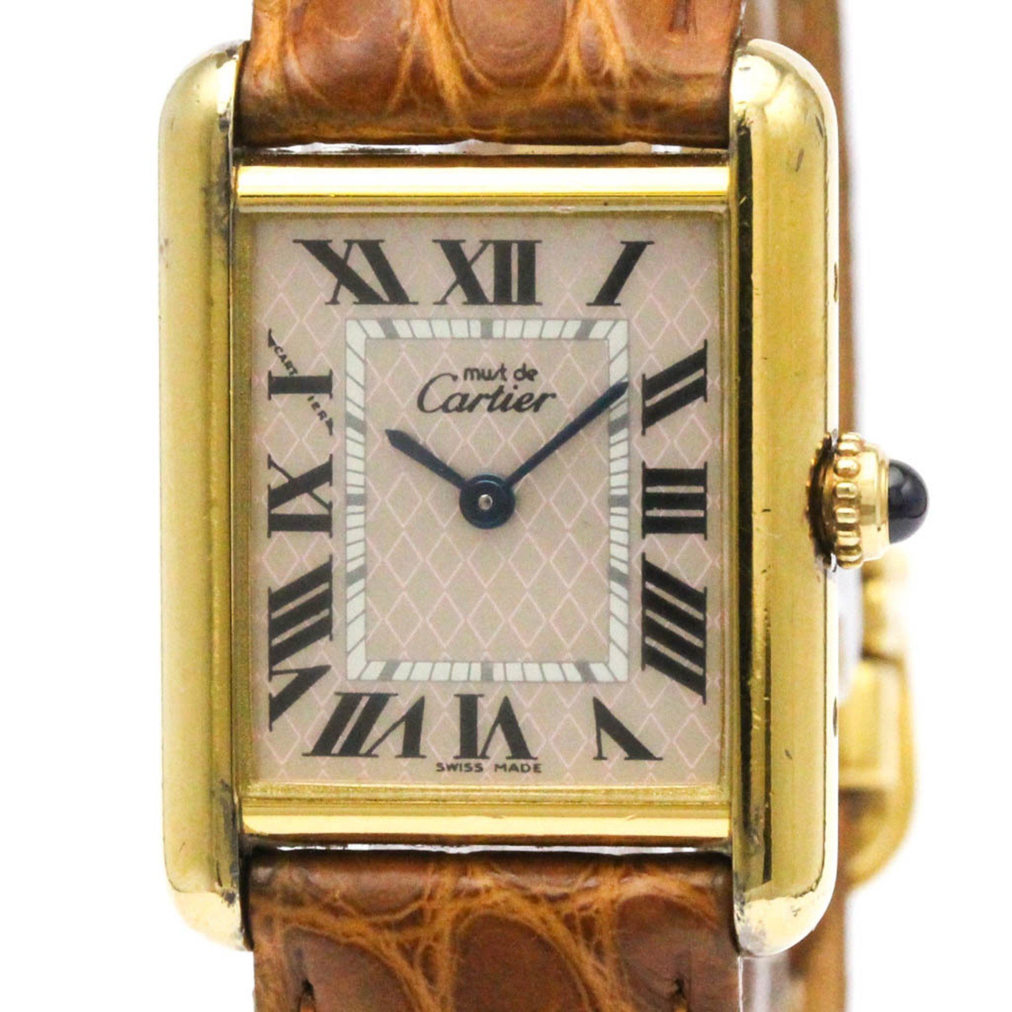 CARTIER Must Tank X'mas LTD Edition Gold Plated Ladies Watch W1018687