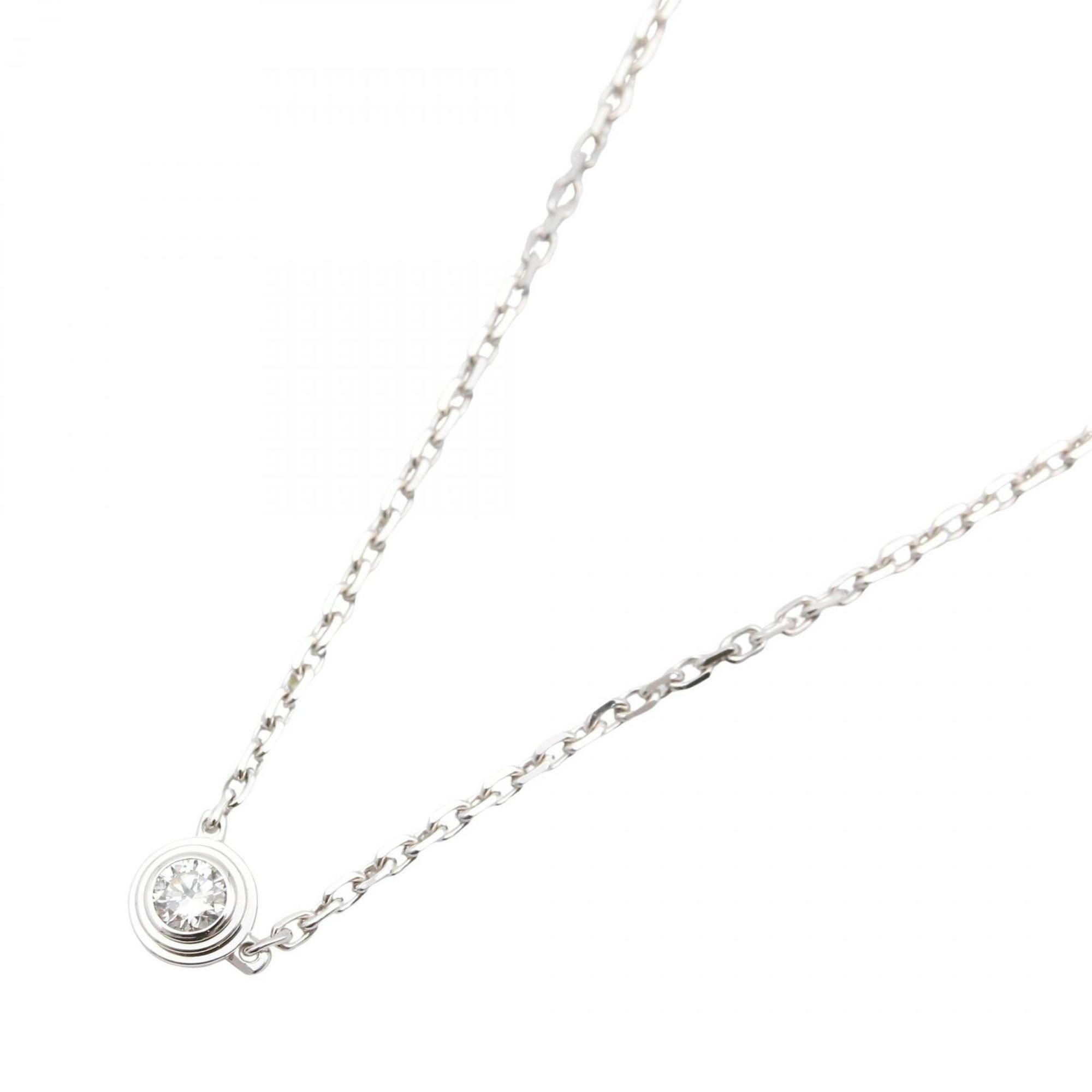 Cartier Amour Necklace XS, 18K White Gold with Diamonds, Clear Silver, CRB7224515