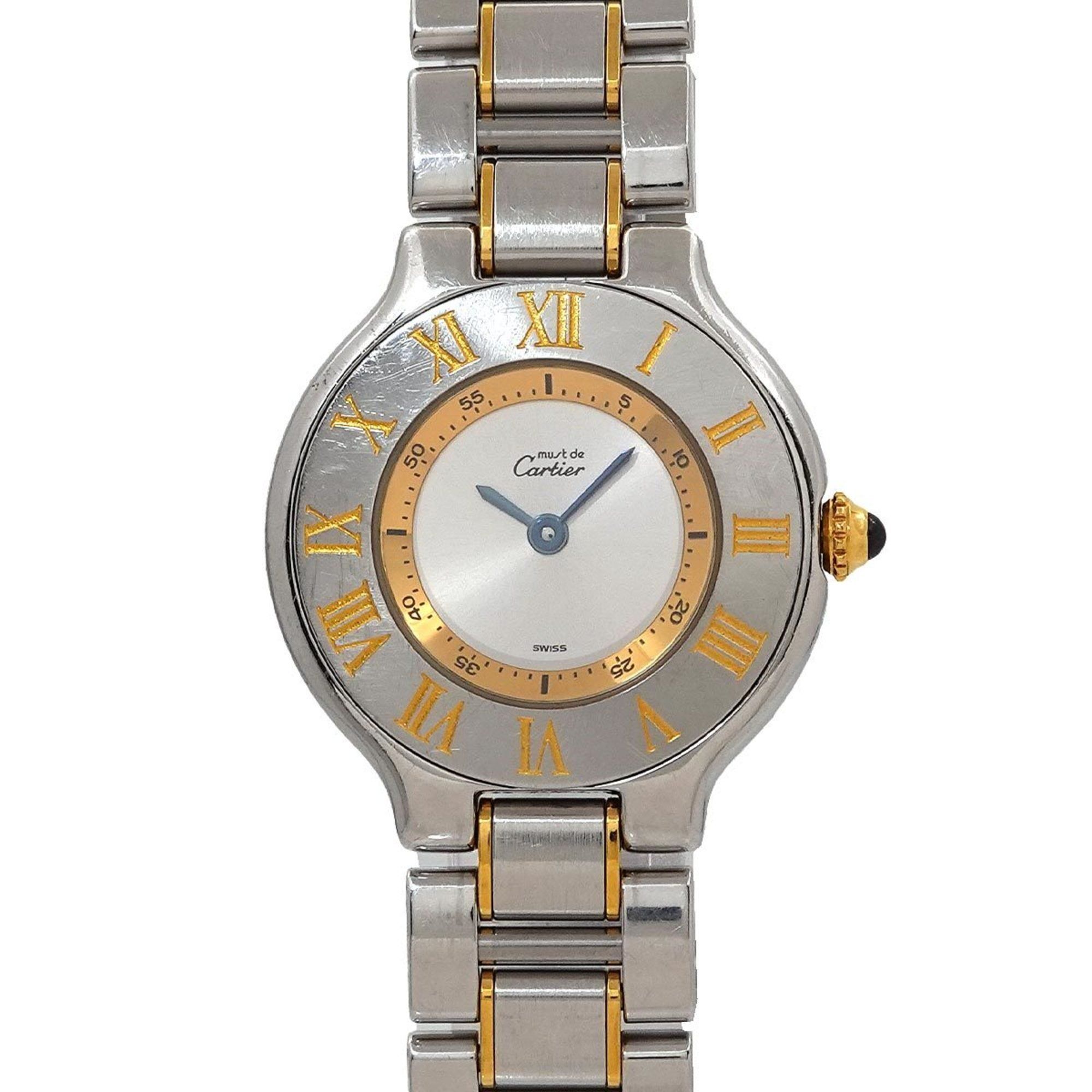 Cartier Must 21 Vantianne Two-tone Watch W10073R6 Women's Silver Quartz