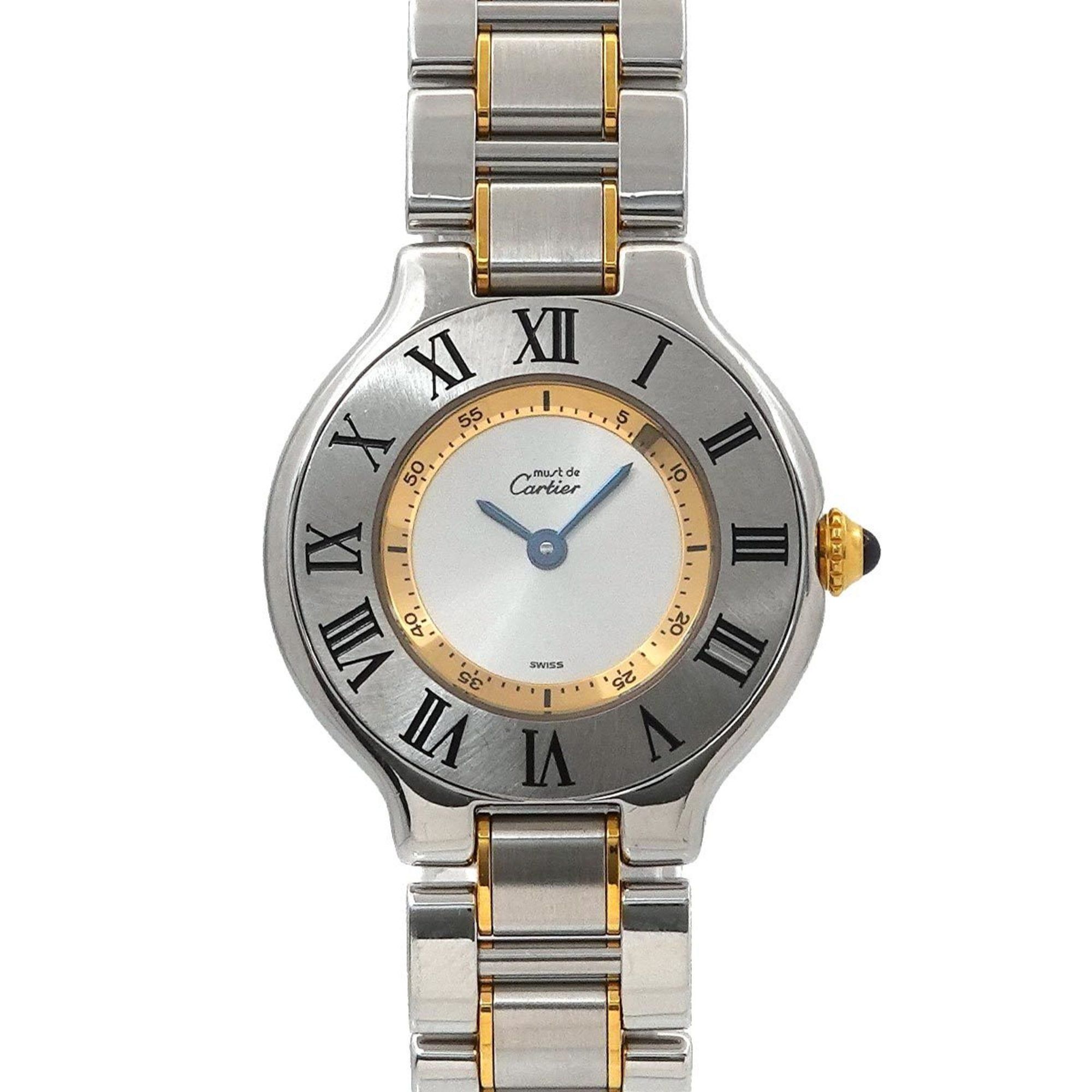 Cartier Must 21 Vantianne Two-tone Watch W10075R6 Women's Silver Quartz