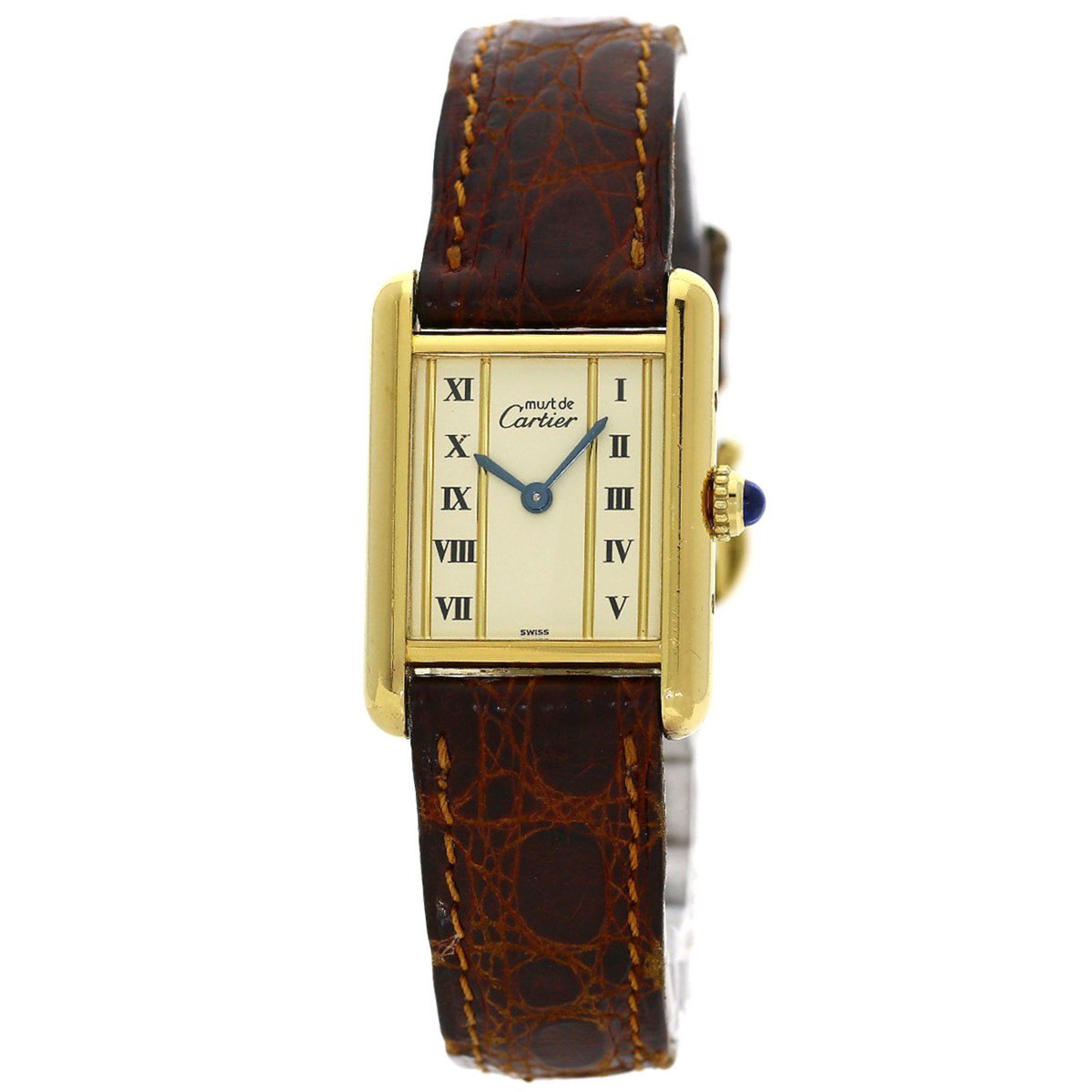 Cartier Must Tank Watch 5057001 Silver/Leather Women's