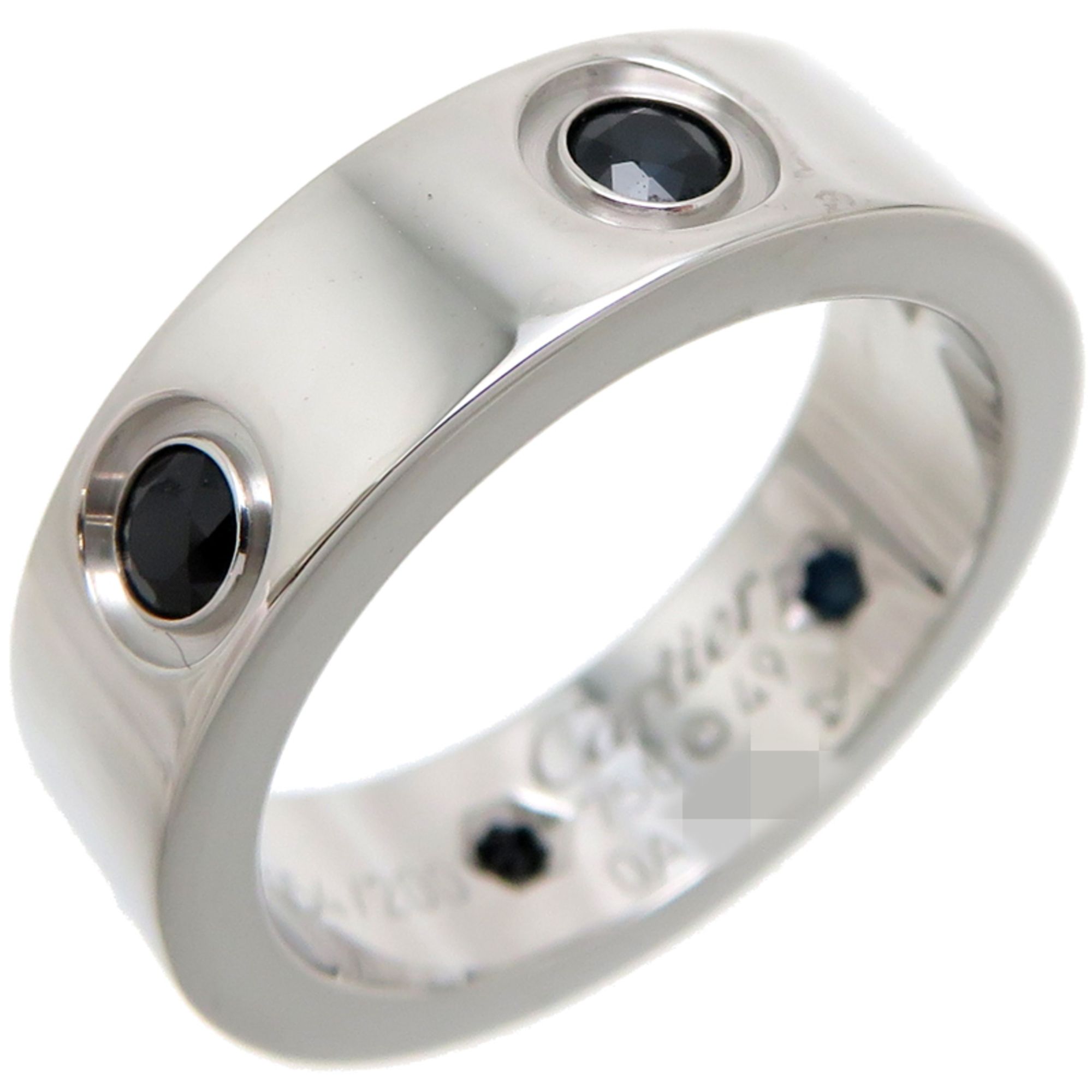 Cartier #49 Black Sapphire Love Women's Ring B4072400 750 White Gold Size 9