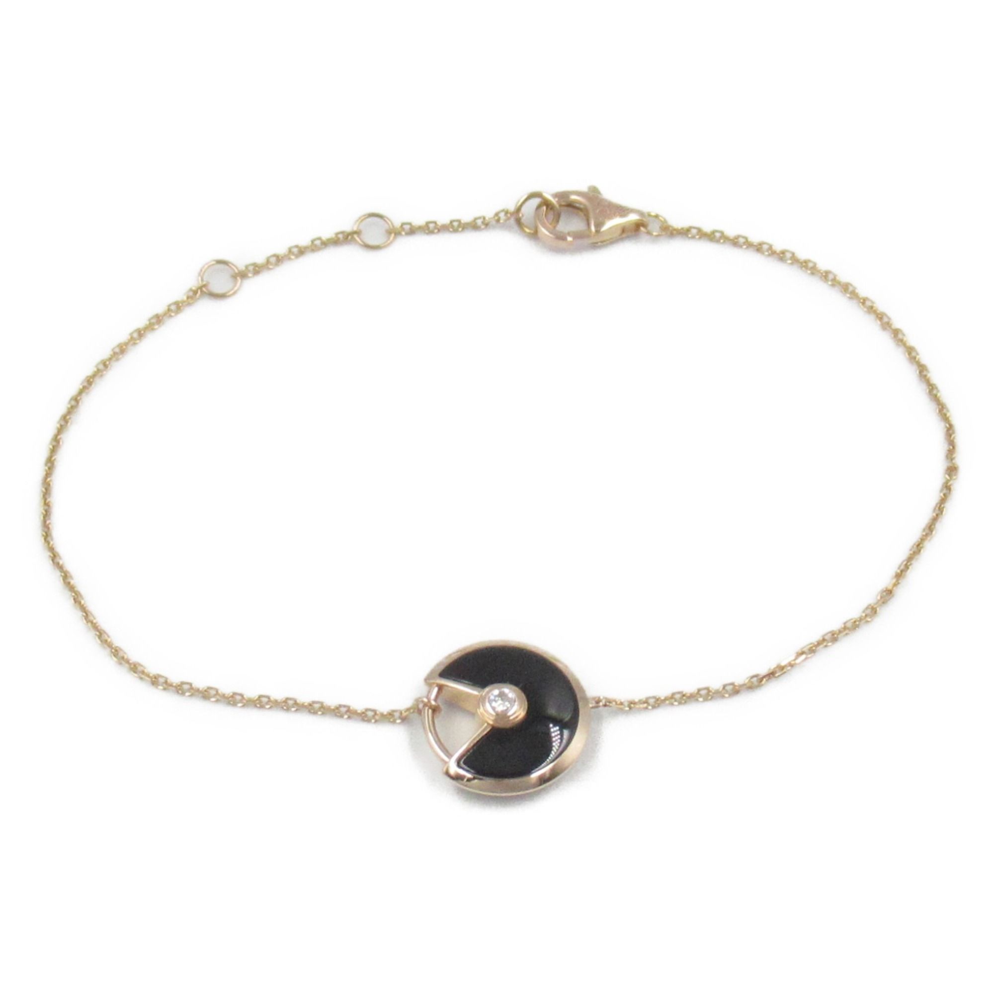 Cartier Amulet Bracelet, Onyx and Diamond, K18PG (Pink Gold), Onyx, Women's, Clear, Black