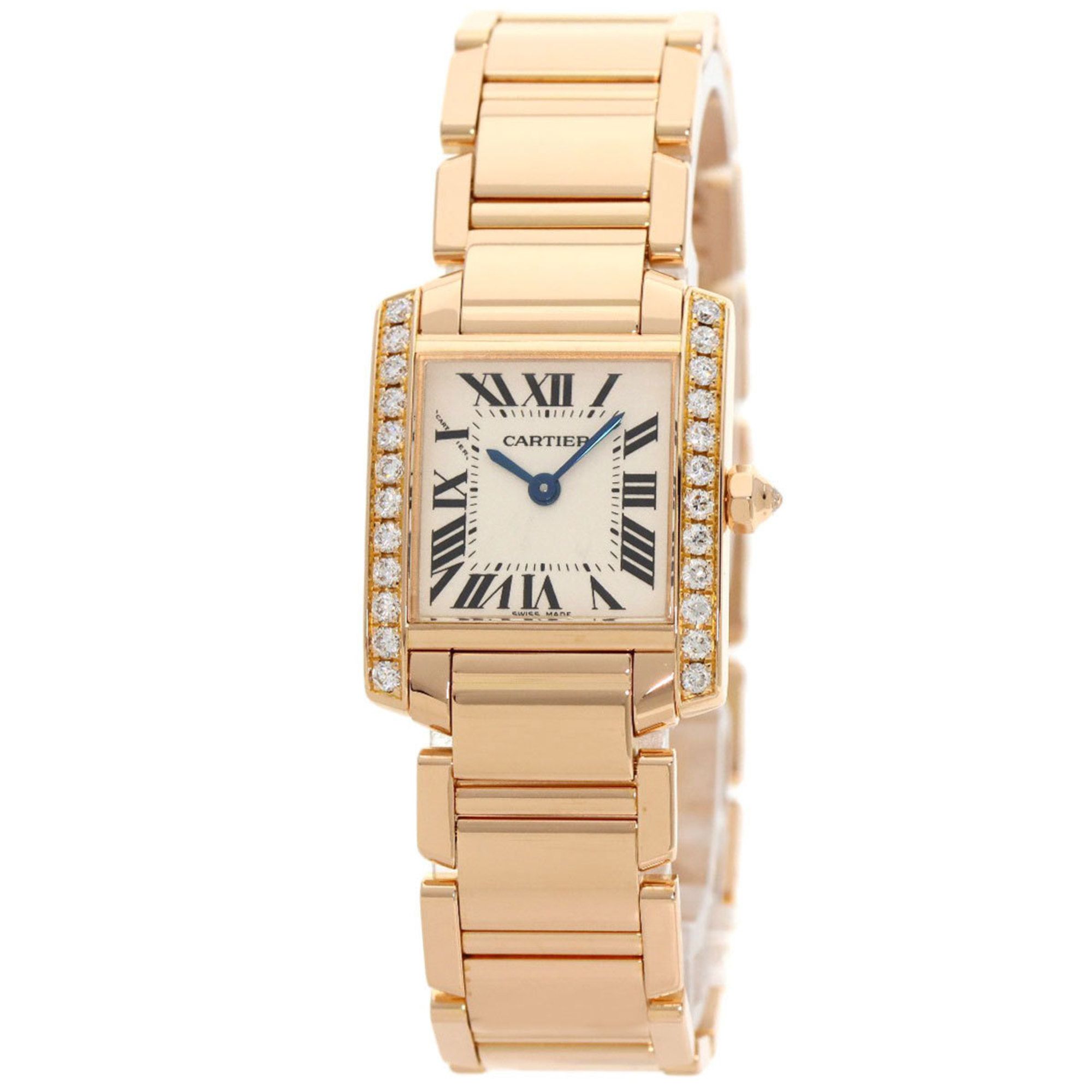 Cartier WE1001R8 Tank Francaise SM Diamond Watch K18 Pink Gold K18PG Ladies