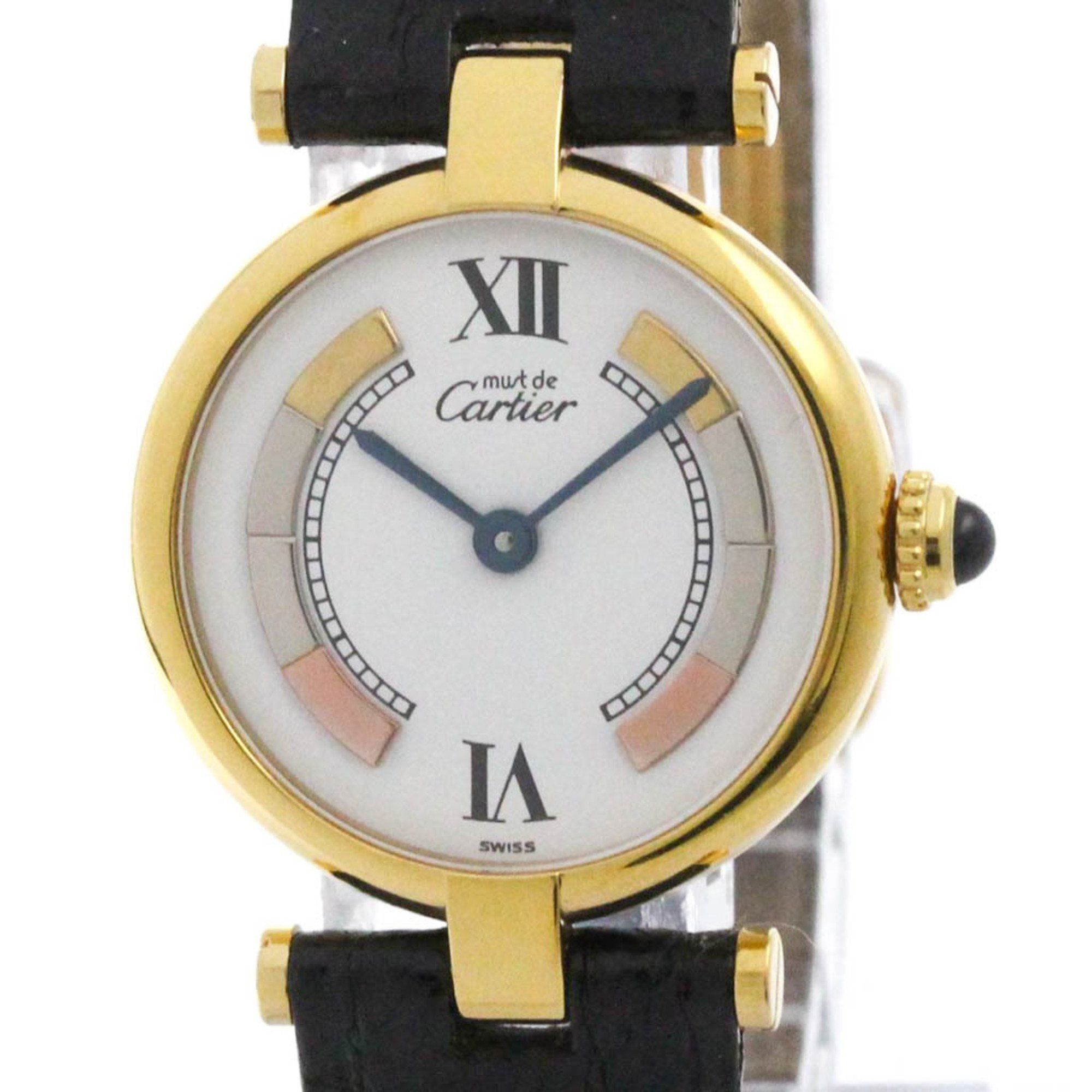 CARTIER Must Vendome Vermeil Gold Plated Quartz Ladies Watch W1006554
