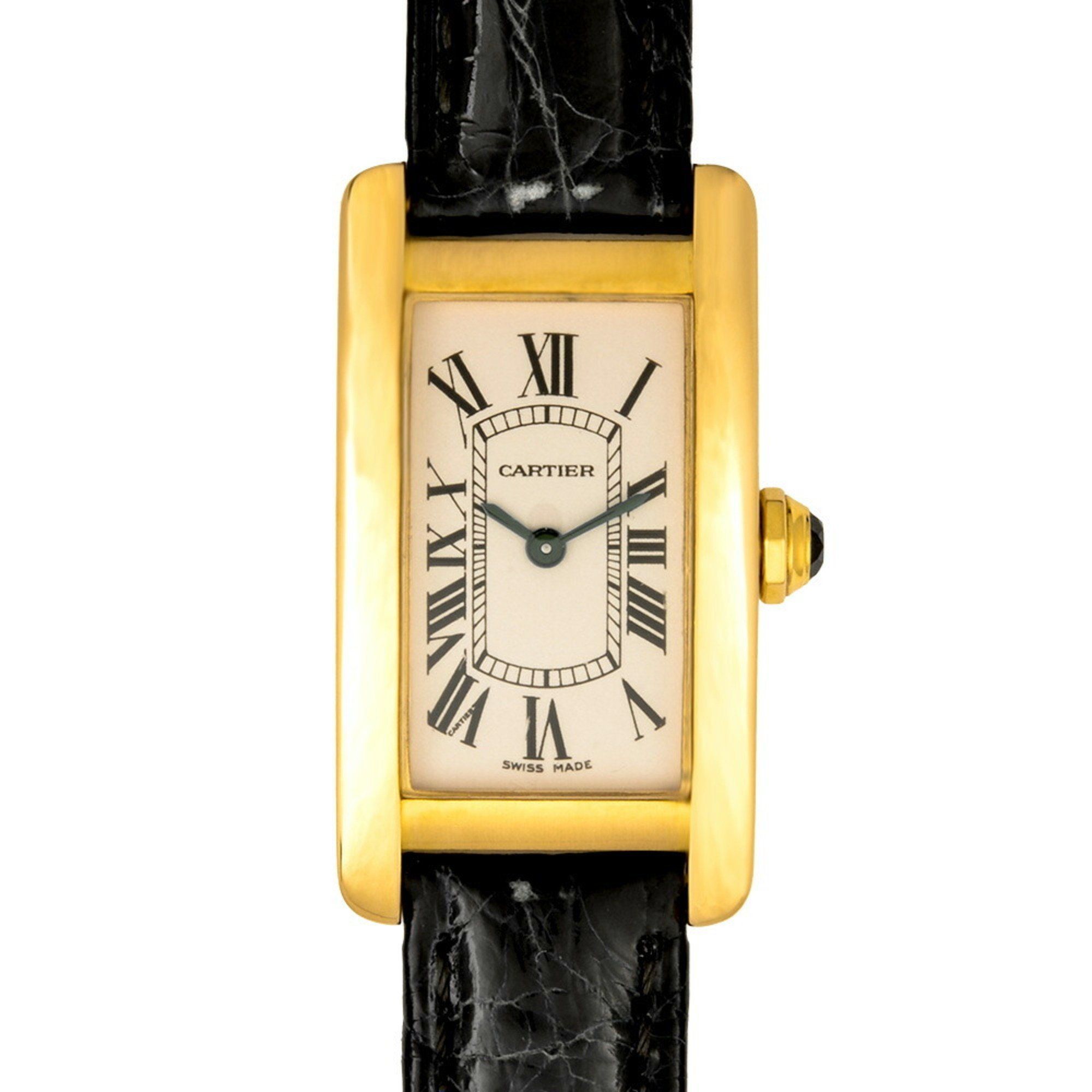 Cartier 1710 Tank Américaine SM Watch Quartz Ivory Dial Solid Gold Women's