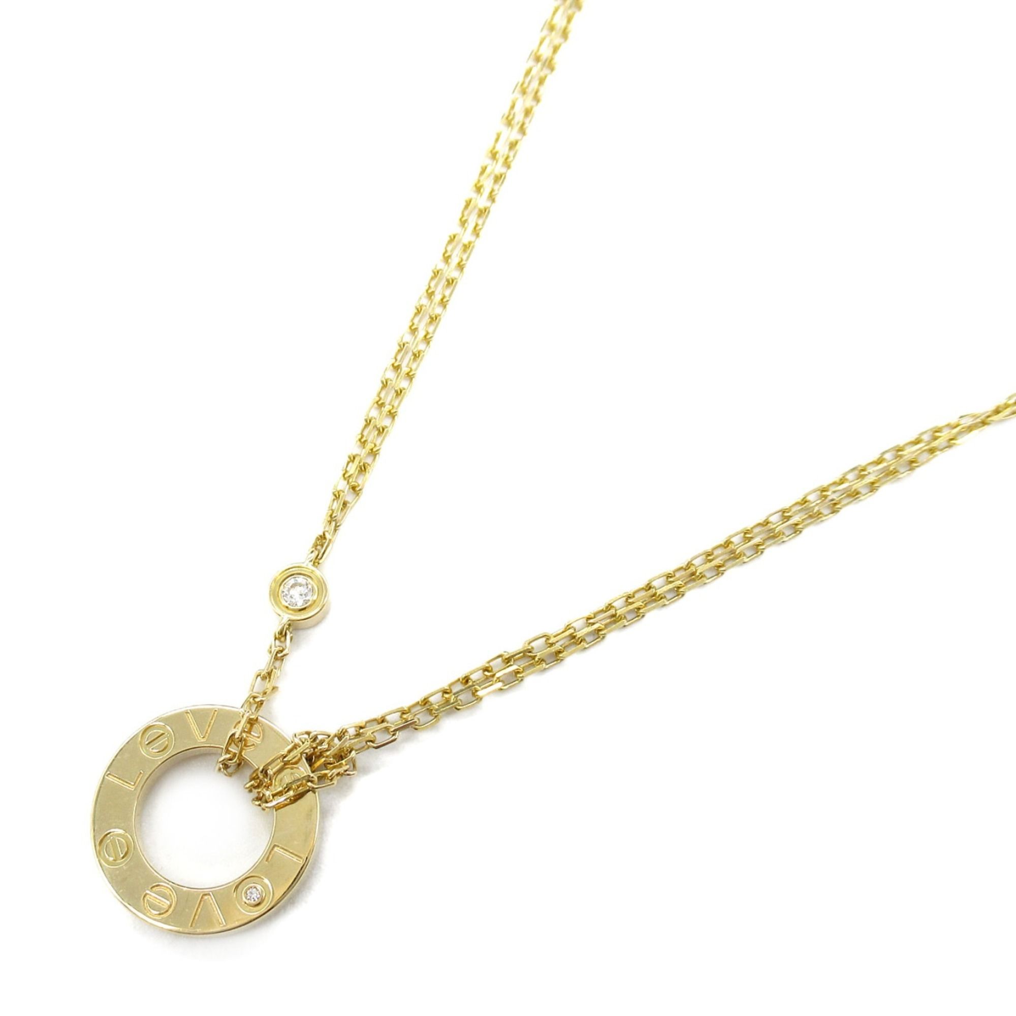 Cartier Love Circle Necklace, 2PD, 18K Yellow Gold with Diamonds, Clear, for Women