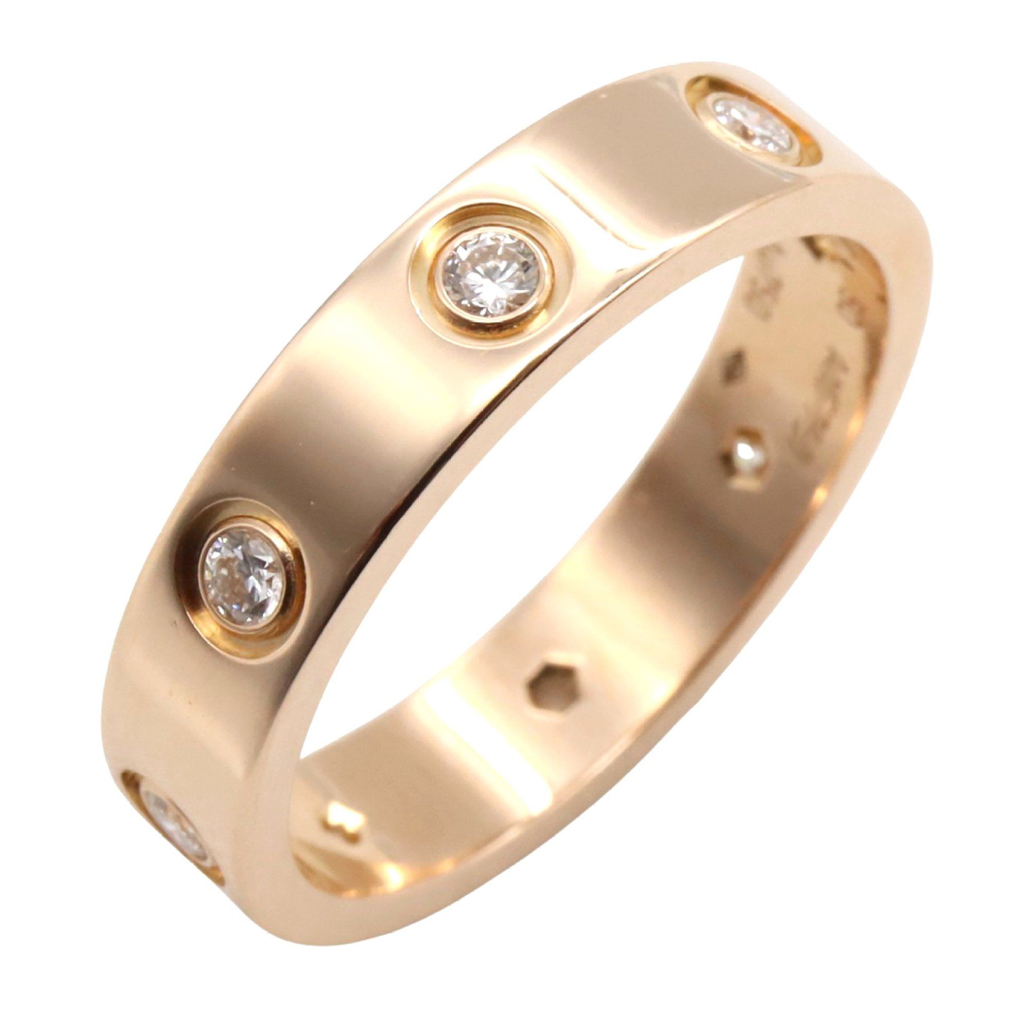 Cartier Mini Love Ring 9PD, 18K Pink Gold with Diamonds, Clear, for Women