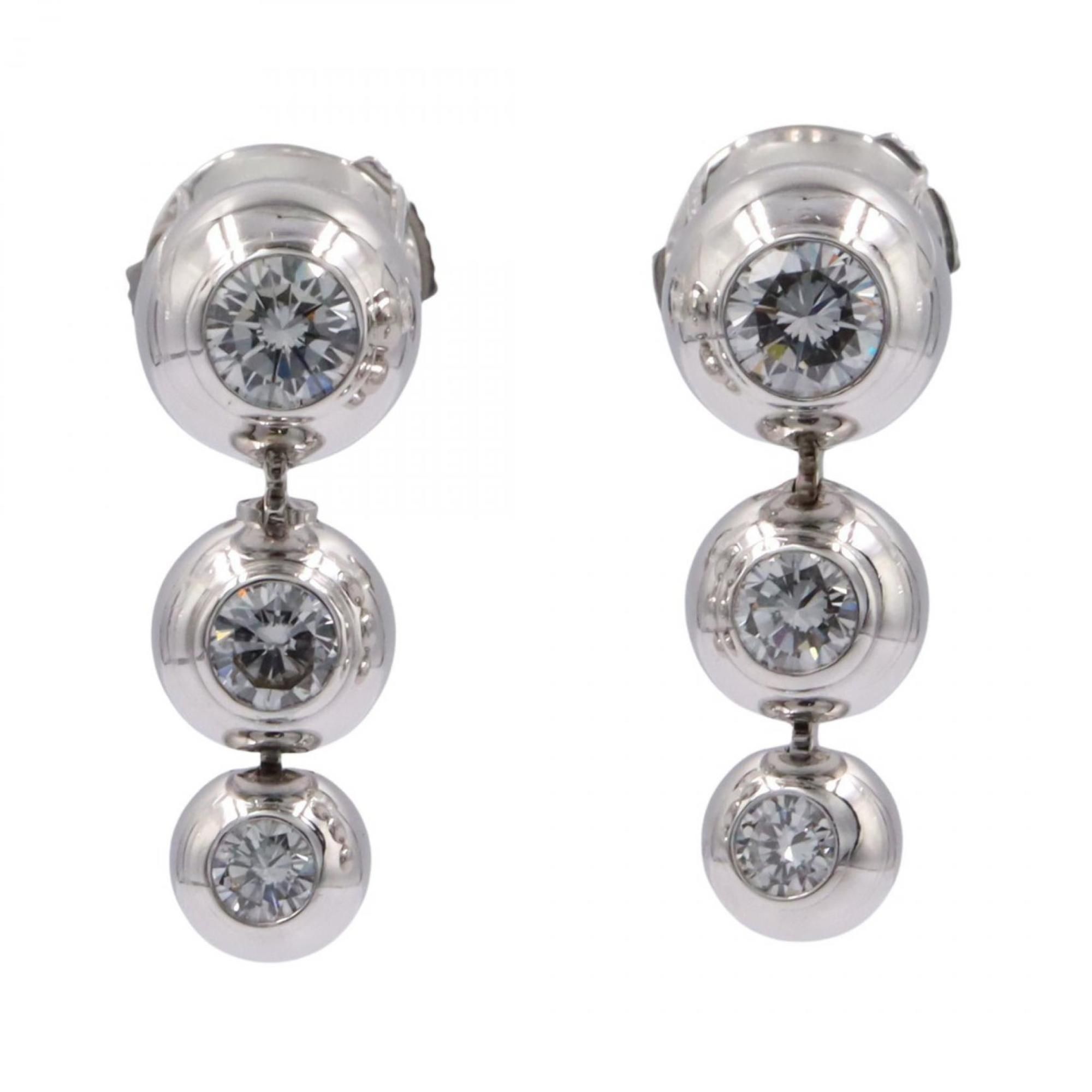 Cartier Perle de Diamant 3PD Earrings in 18K White Gold with Diamonds, Available Silver and Clear.
