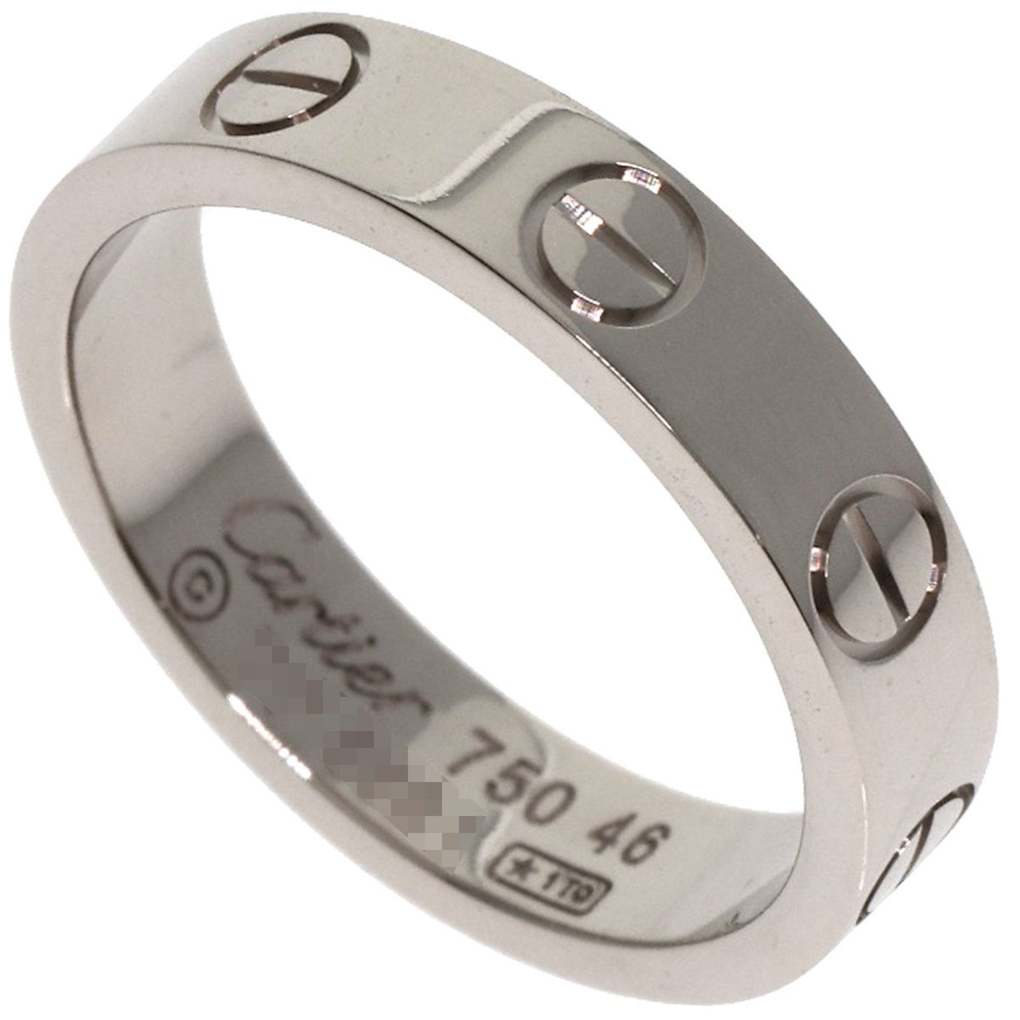 Cartier Mini Love Ring #46 18K White Gold Women's