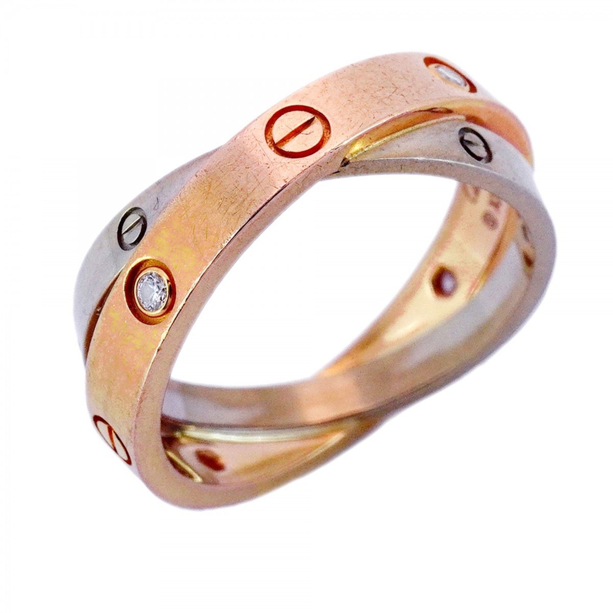 Cartier Be Love 6PD Ring, 18K White Gold, Pink Diamond, #58, Men's