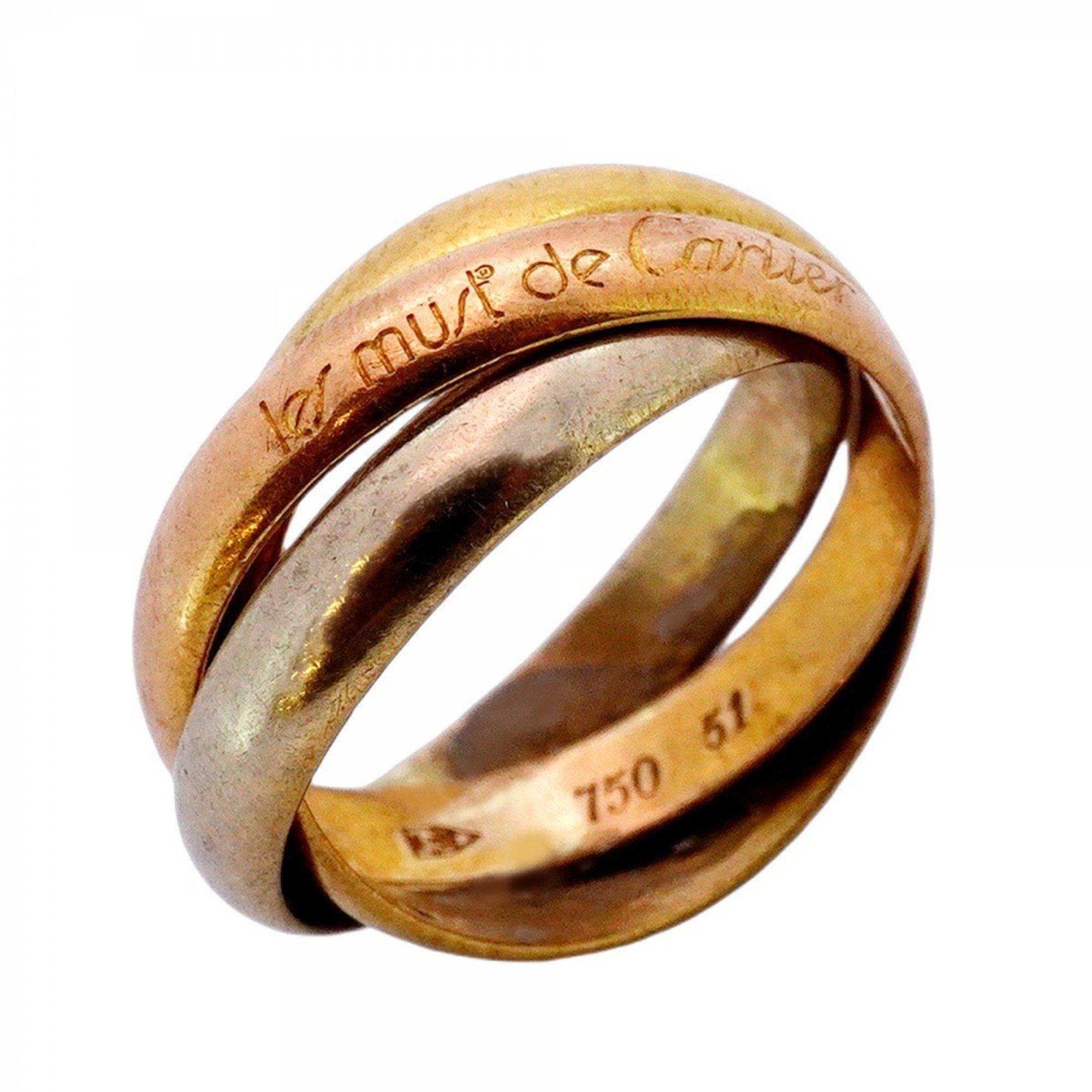 Cartier Trinity Ring, 18K Yellow Gold, White Pink #51, Women's