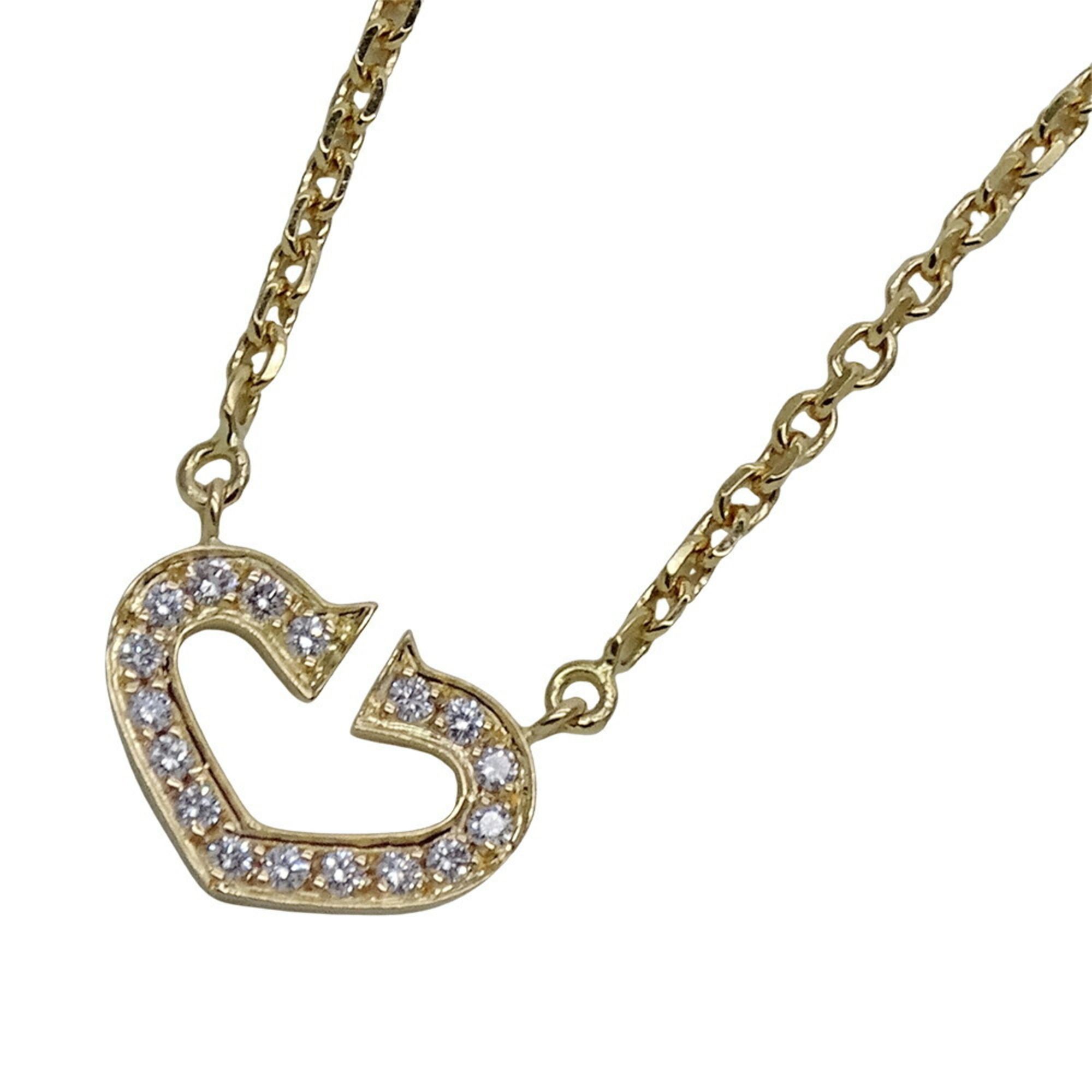 Cartier Necklace for Women, 750YG, Diamond, C-Heart, Yellow Gold, Polished