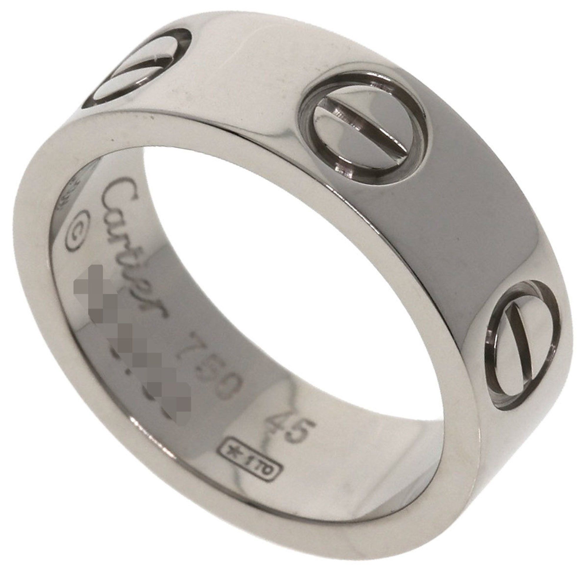 Cartier Love Ring #45 18K White Gold Women's