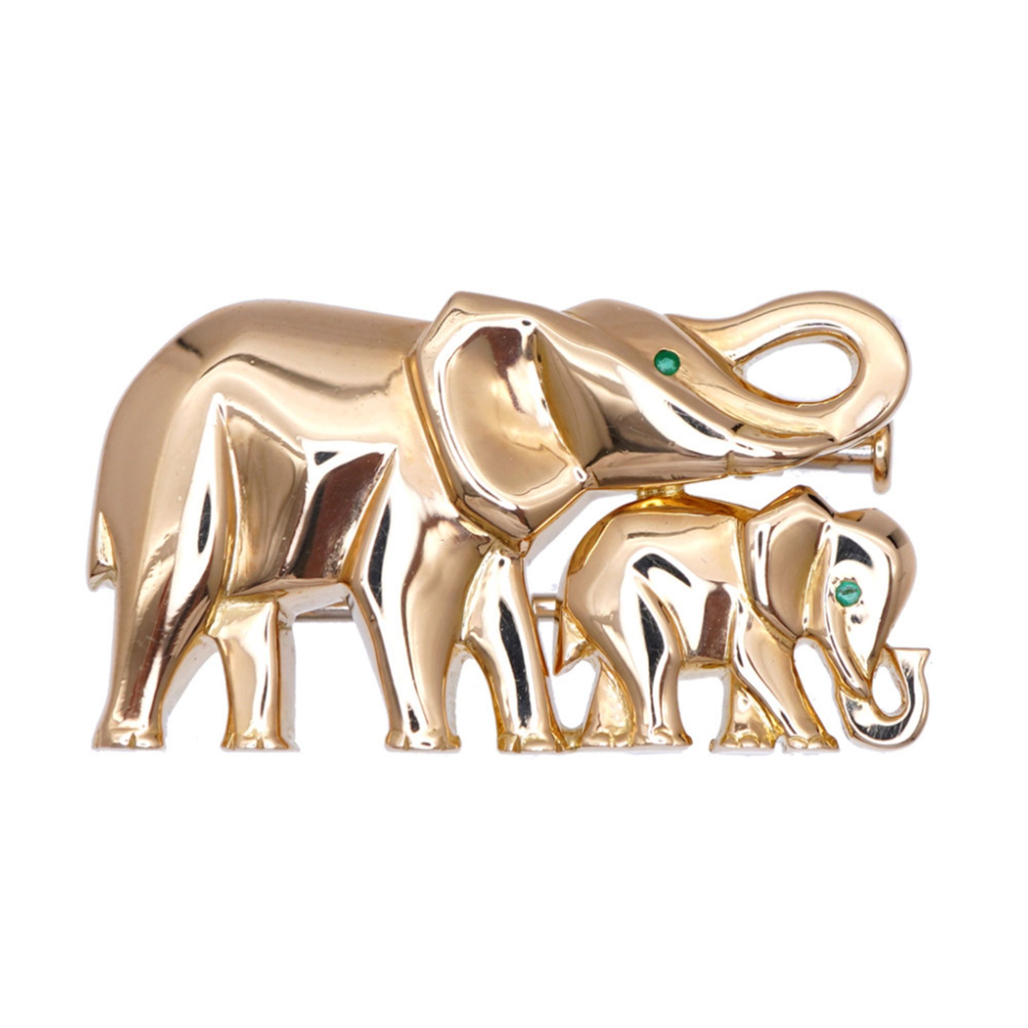 Like new Cartier Candy Elephant 18K Yellow Gold Emerald Brooch, 1553 CARTIER