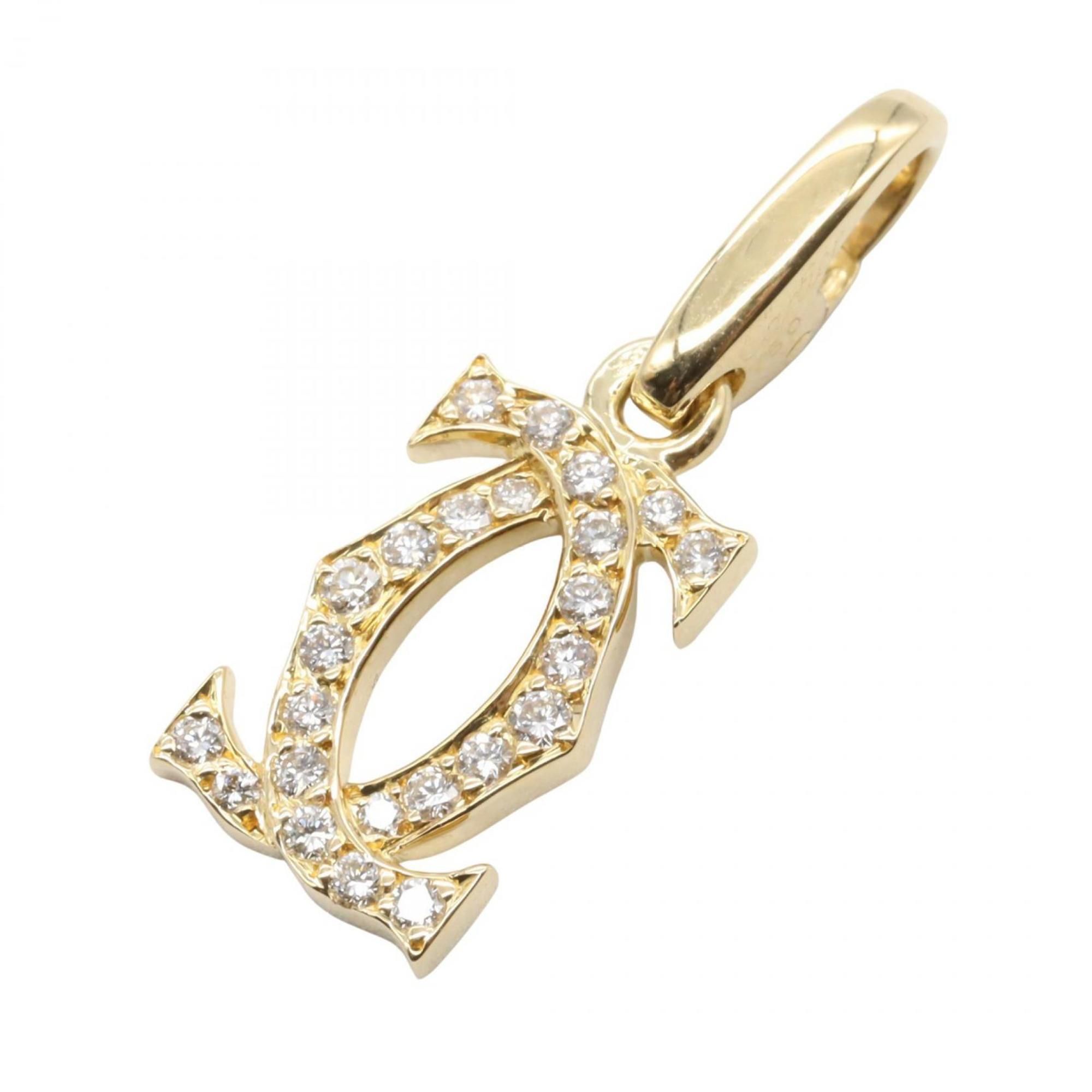 Cartier 2C Charm Diamond Pendant Top, 18K Yellow Gold, Diamond, Men's, Women's, Clear