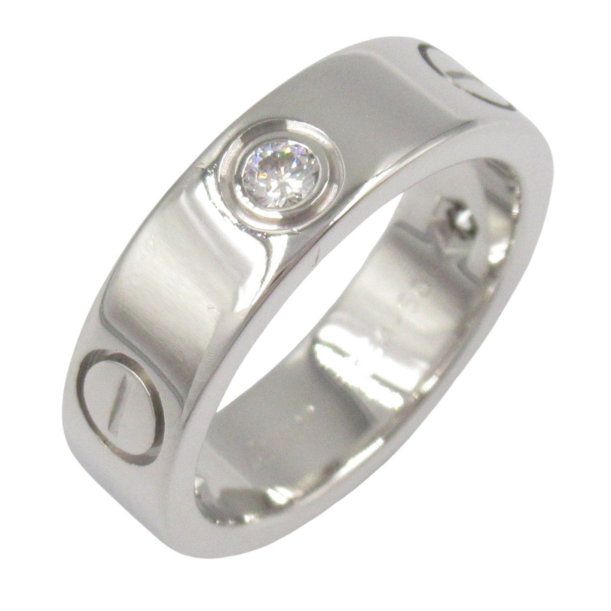 Cartier Love Ring 3PD, 18K White Gold with Diamonds, Clear, for Women