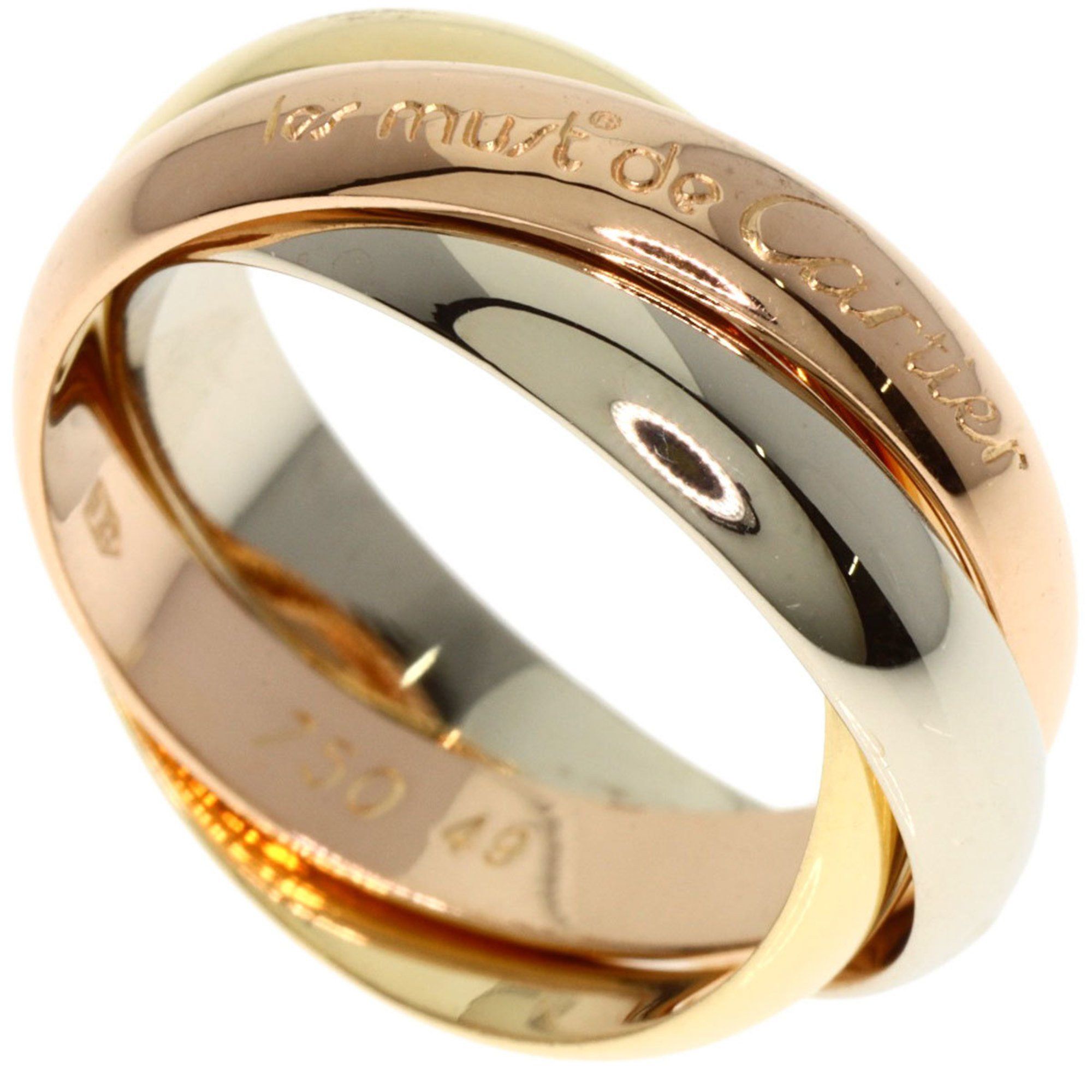 Cartier Trinity #49 Ring, 18K Yellow Gold, K18PG, K18WG, Women's, CARTIER