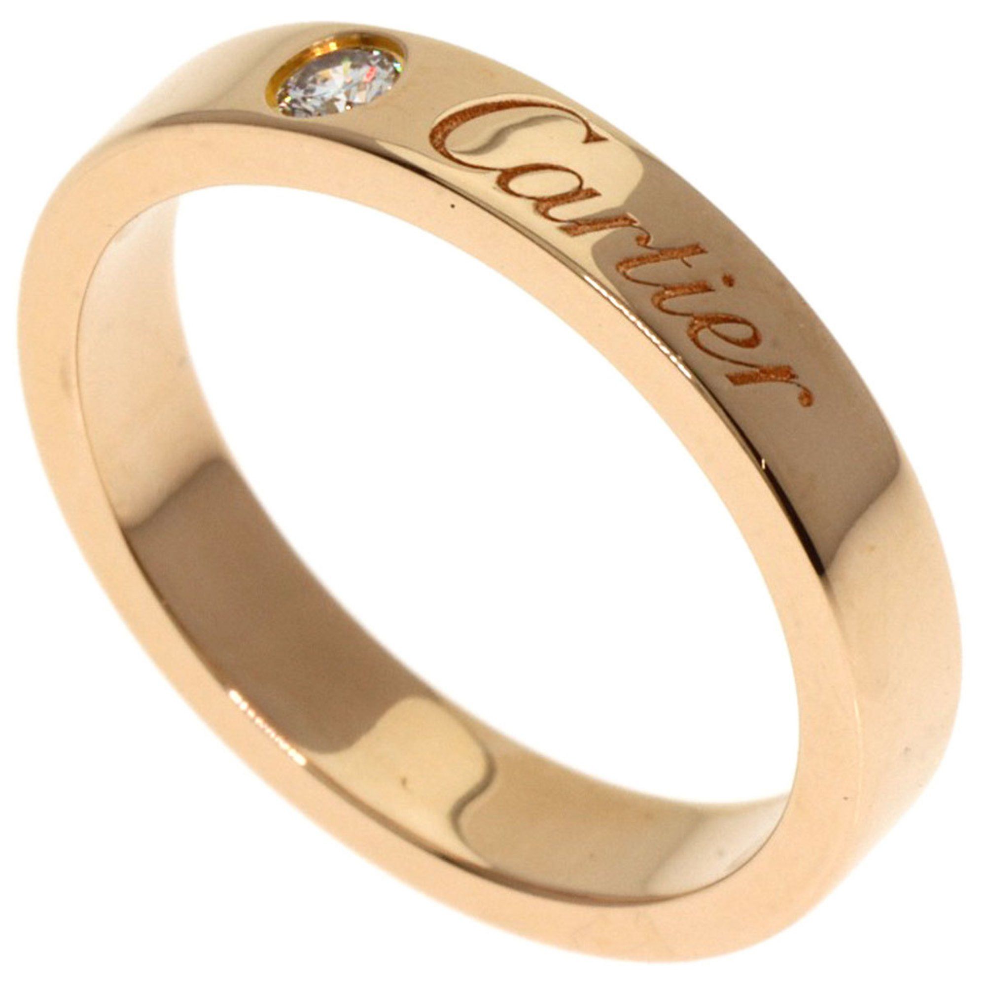 Cartier Engraved 1P Diamond #46 Ring in 18K Pink Gold for Women