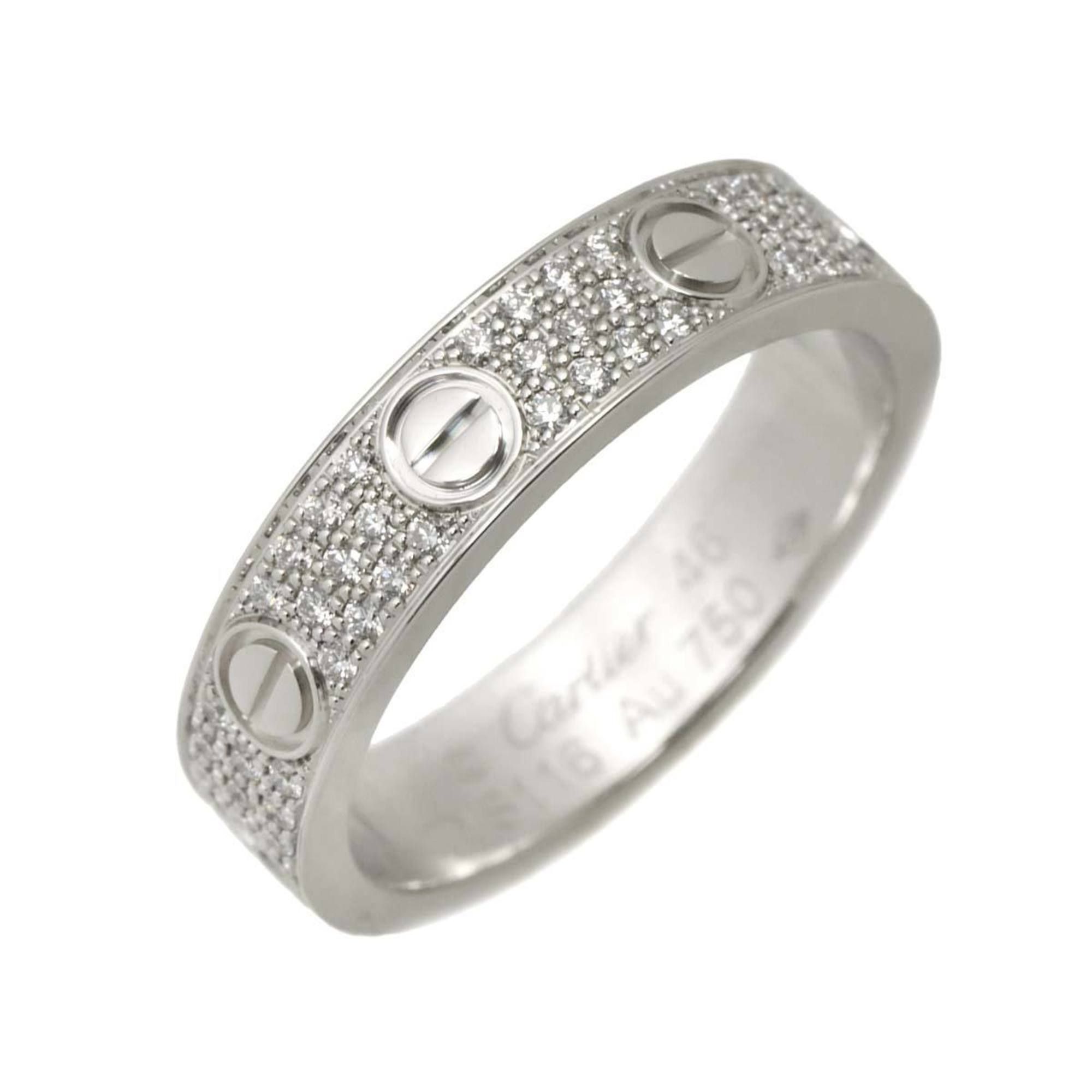 Cartier Mini Love Ring, Full Pavé Diamond Small, #46, 18K White Gold, 750