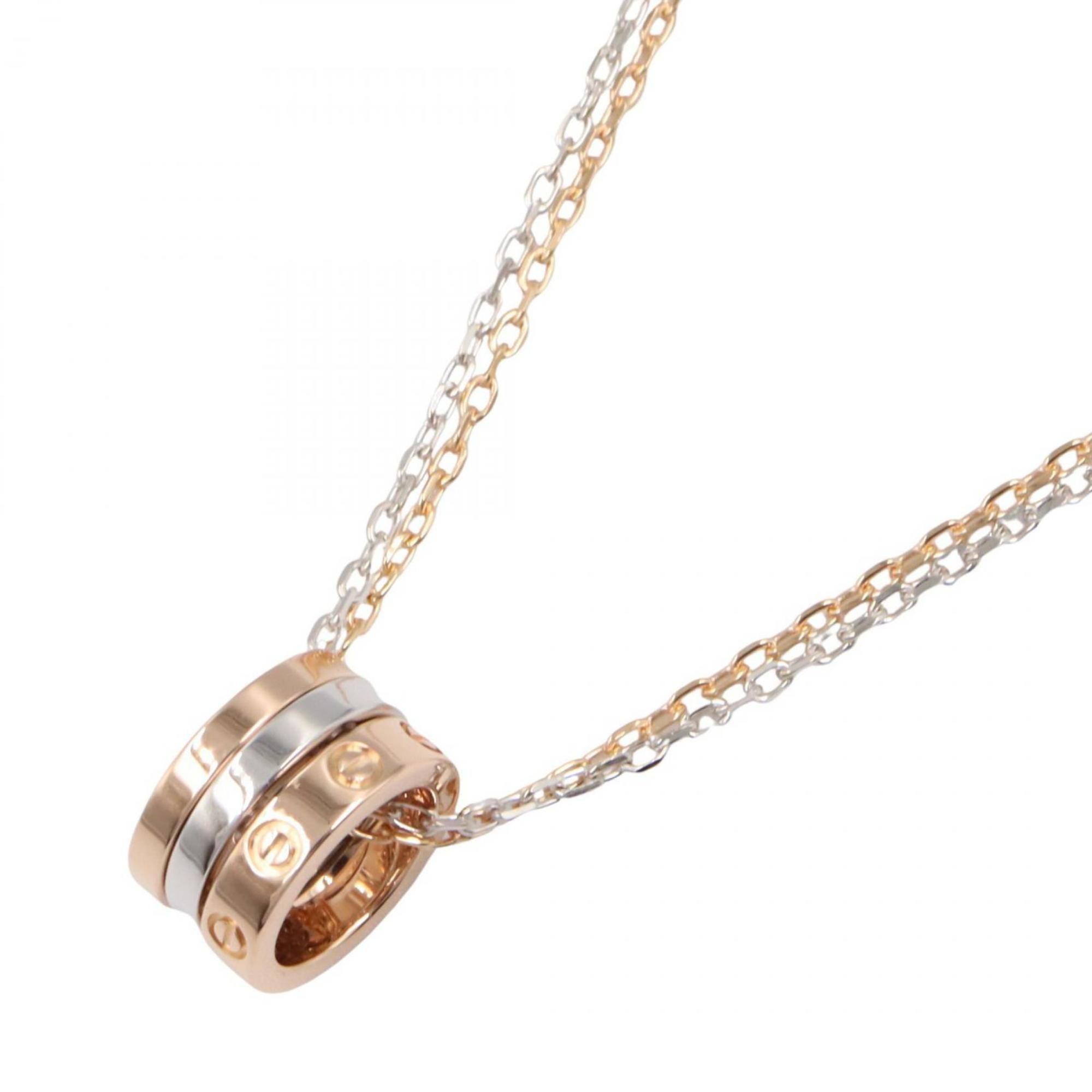 Cartier Love Three Hoop Necklace (3PD) in 18K Pink Gold (Pink Gold) or White (White with Diamonds. A