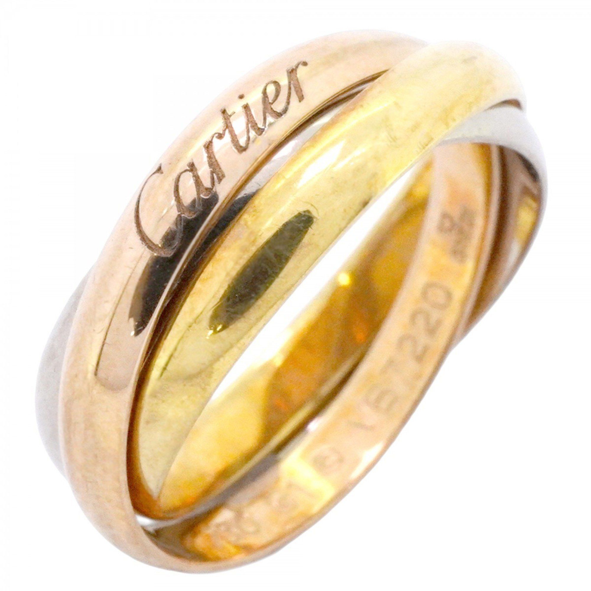 Cartier Trinity Ring, Small Model, 18K Yellow Gold, White Pink #51, Women's