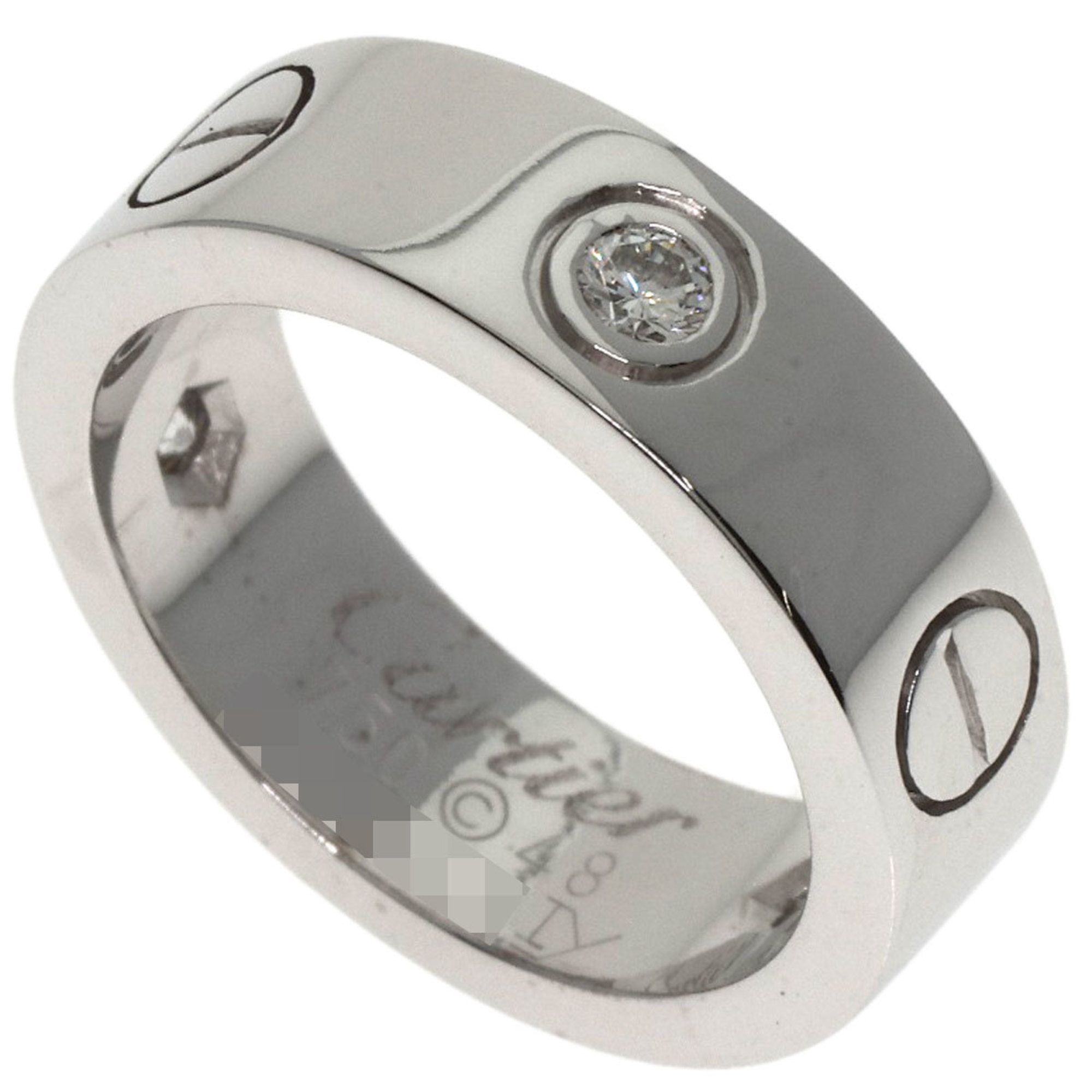 Cartier Love Ring 3P Diamond #48 18K White Gold Women's CARTIER