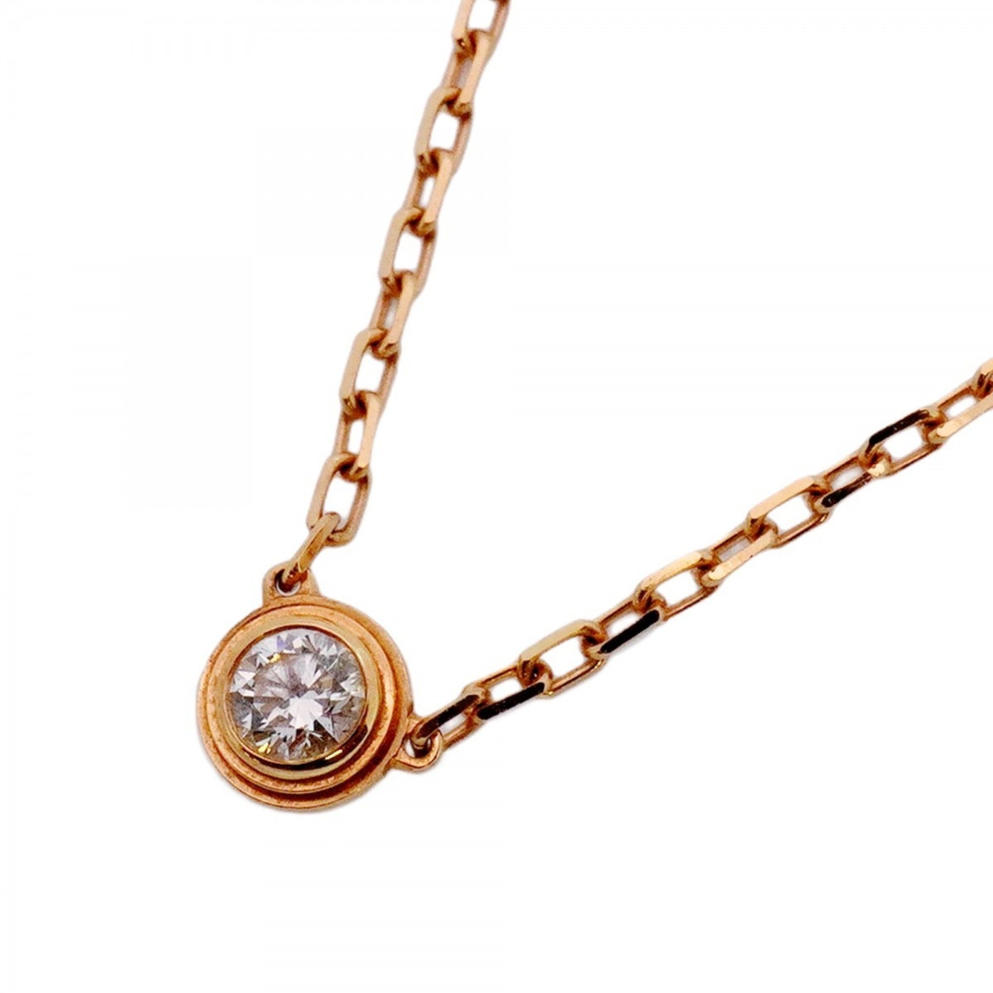 Cartier Amour Necklace, Small, 1PD, 18KPG Pink Gold with Diamonds, Women's