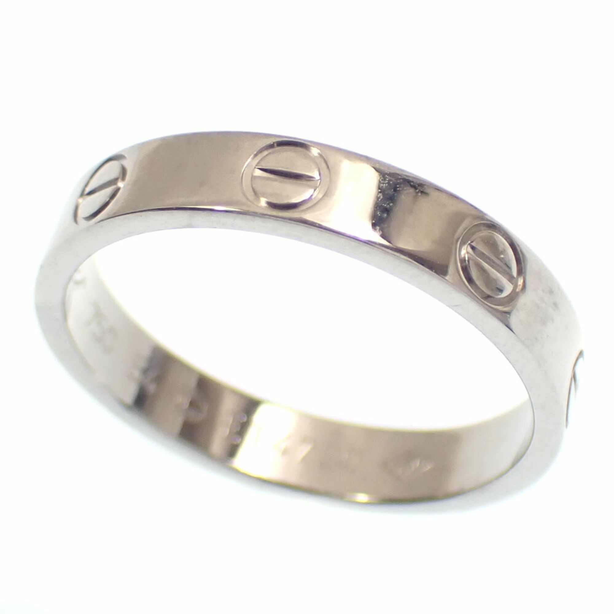 Cartier Mini Love Ring for Women, 18KWG, Size 14, #54, 3.9g, 18K 750 White Gold, A6051803