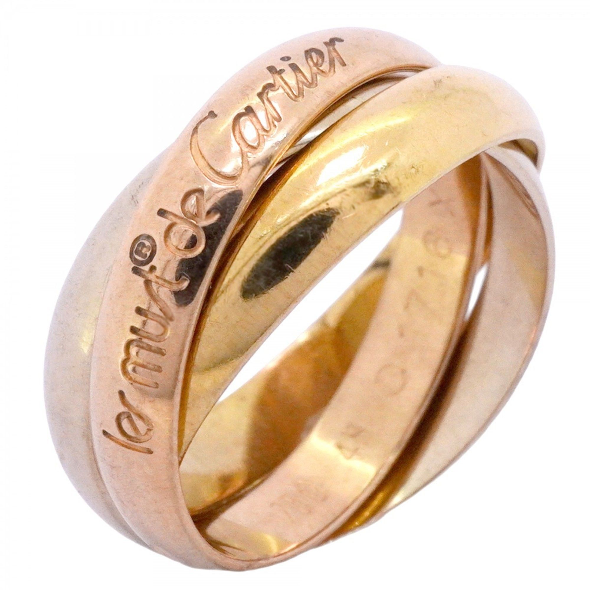 Cartier Trinity Ring, Classic Model, 18K Yellow Gold, White Pink #48, Women's