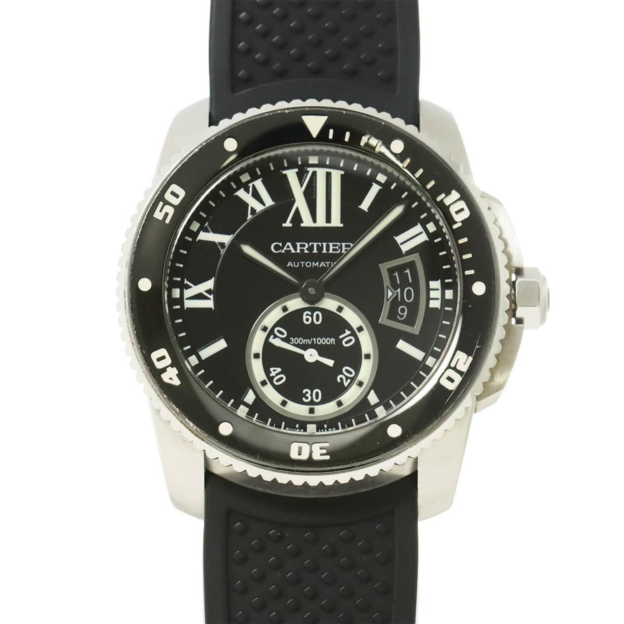 Cartier Calibre de Diver W7100056 Men's Watch with Date Display, Black, Automatic Movement