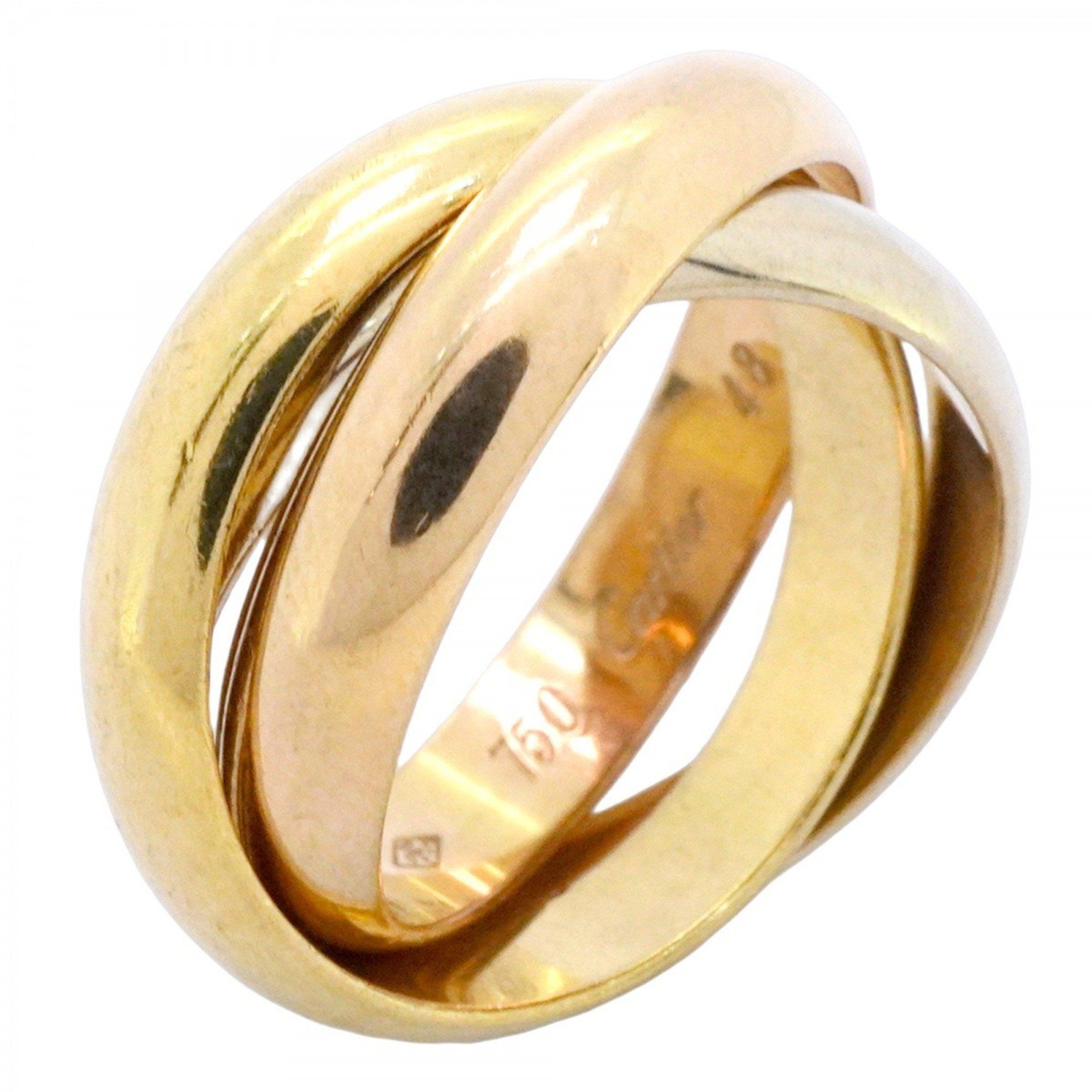 Cartier Trinity Ring, Classic Model, 18K Yellow Gold, White Pink #48, Women's