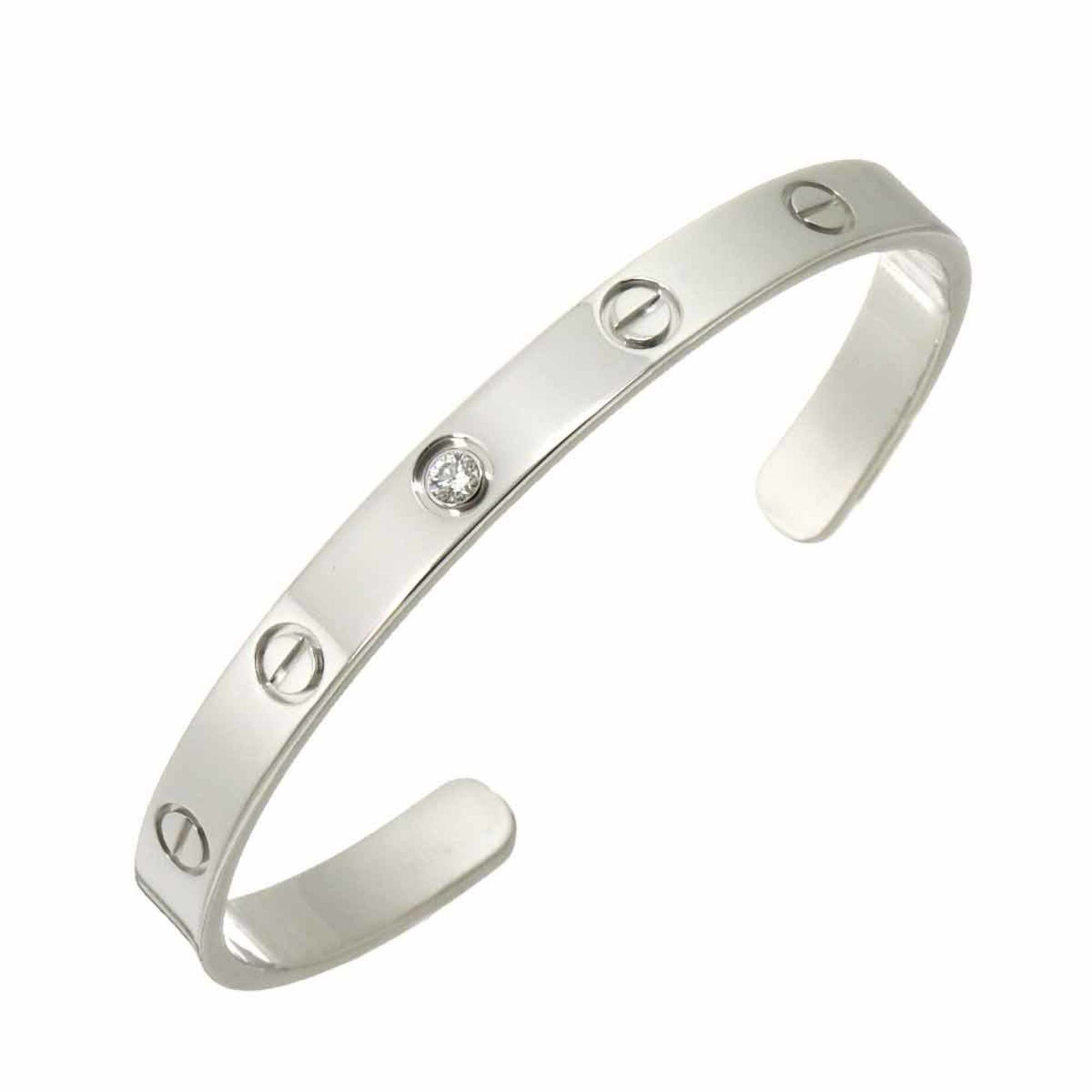 Cartier Love Bracelet with 1 Diamond, 17K 18K White Gold 750 Bangle