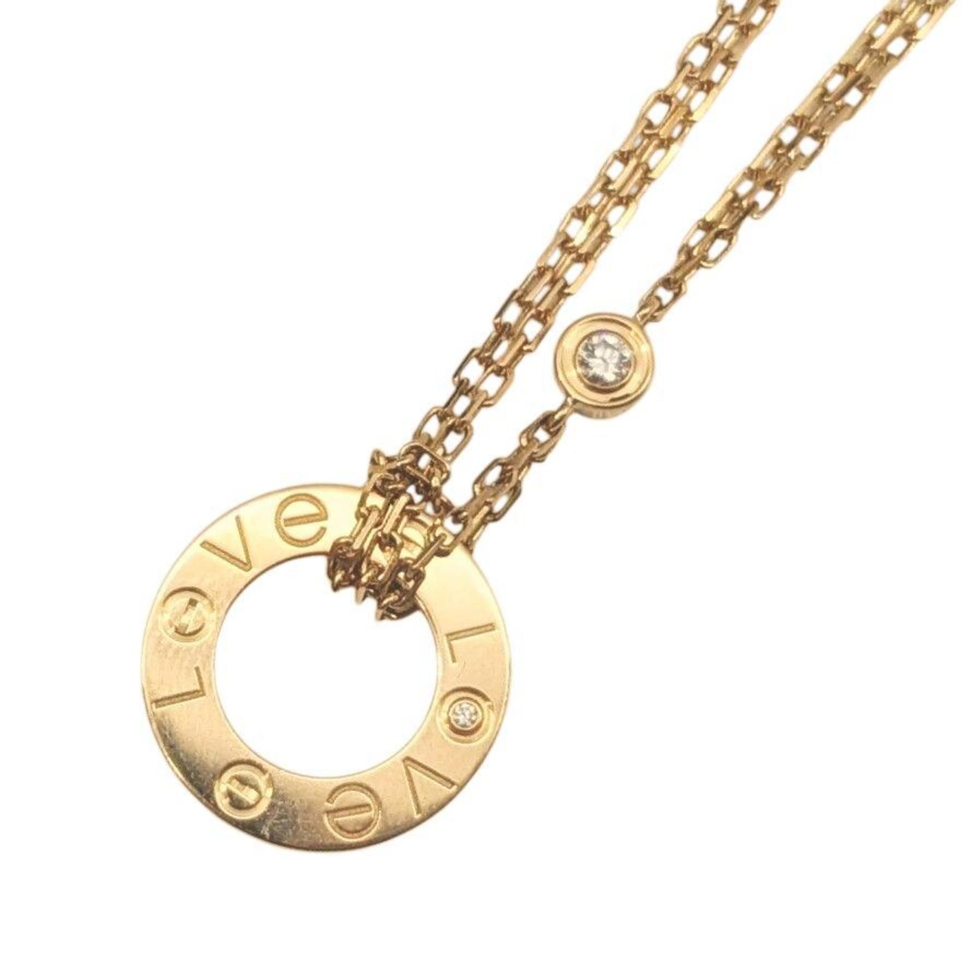 Cartier Love Circle 2P Diamond Necklace, Series, LOVE Ring, 18KYG 750 Yellow Gold, Women's