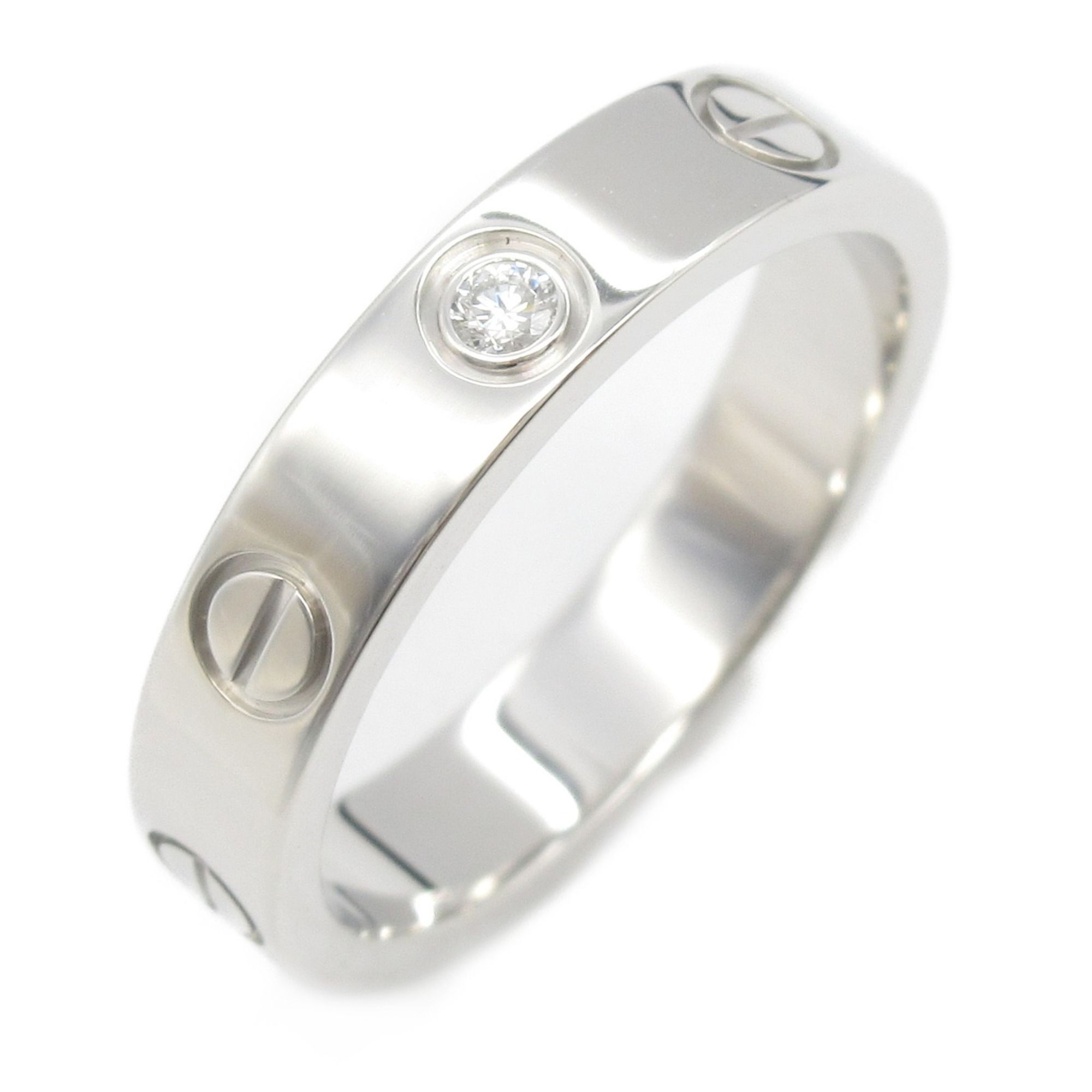 Cartier Mini Love Ring, 1PD, 18K White Gold with Diamonds, Clear, for Women