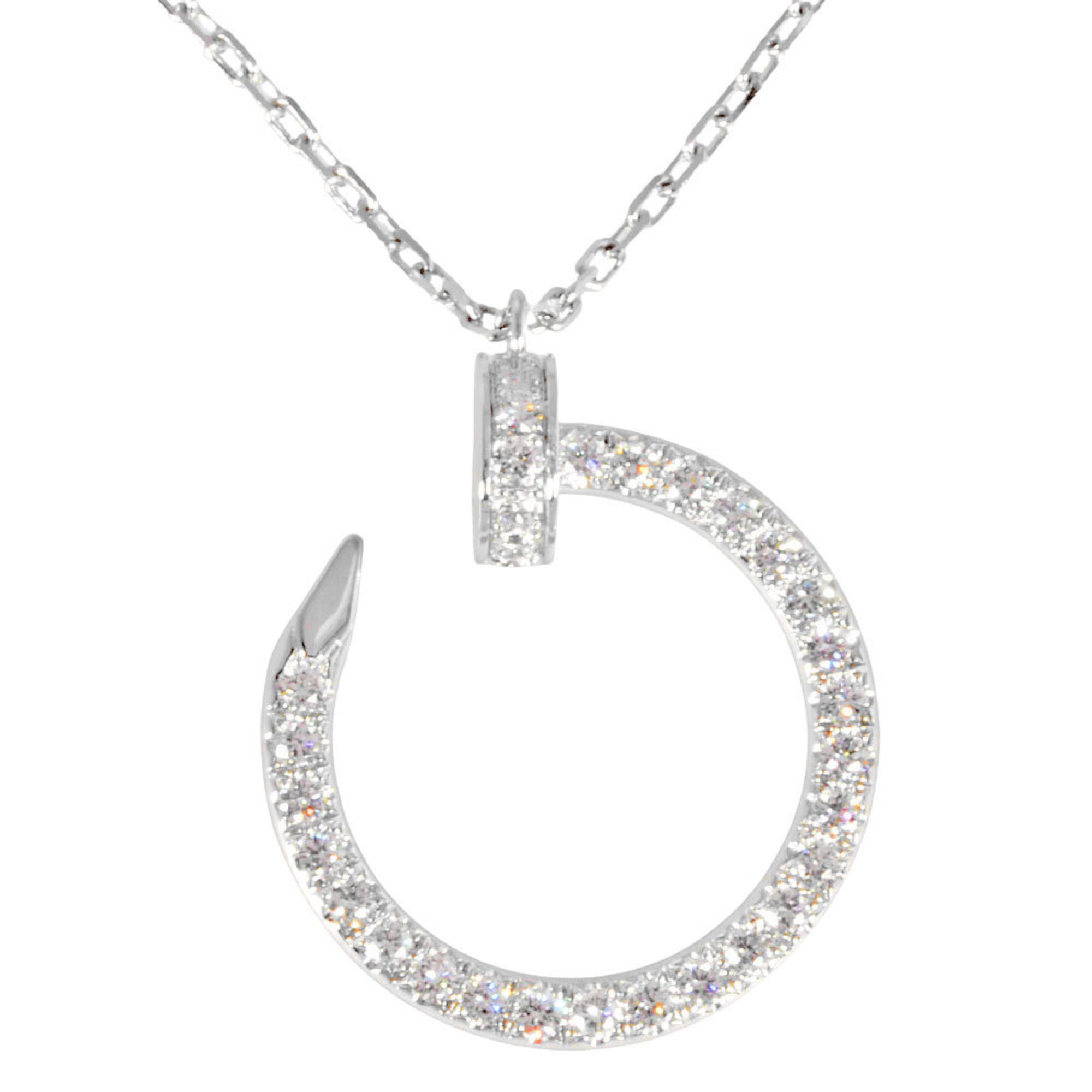 Cartier Juste un Clou Necklace Diamond 18KWG 5.8g White Gold 45cm Women's