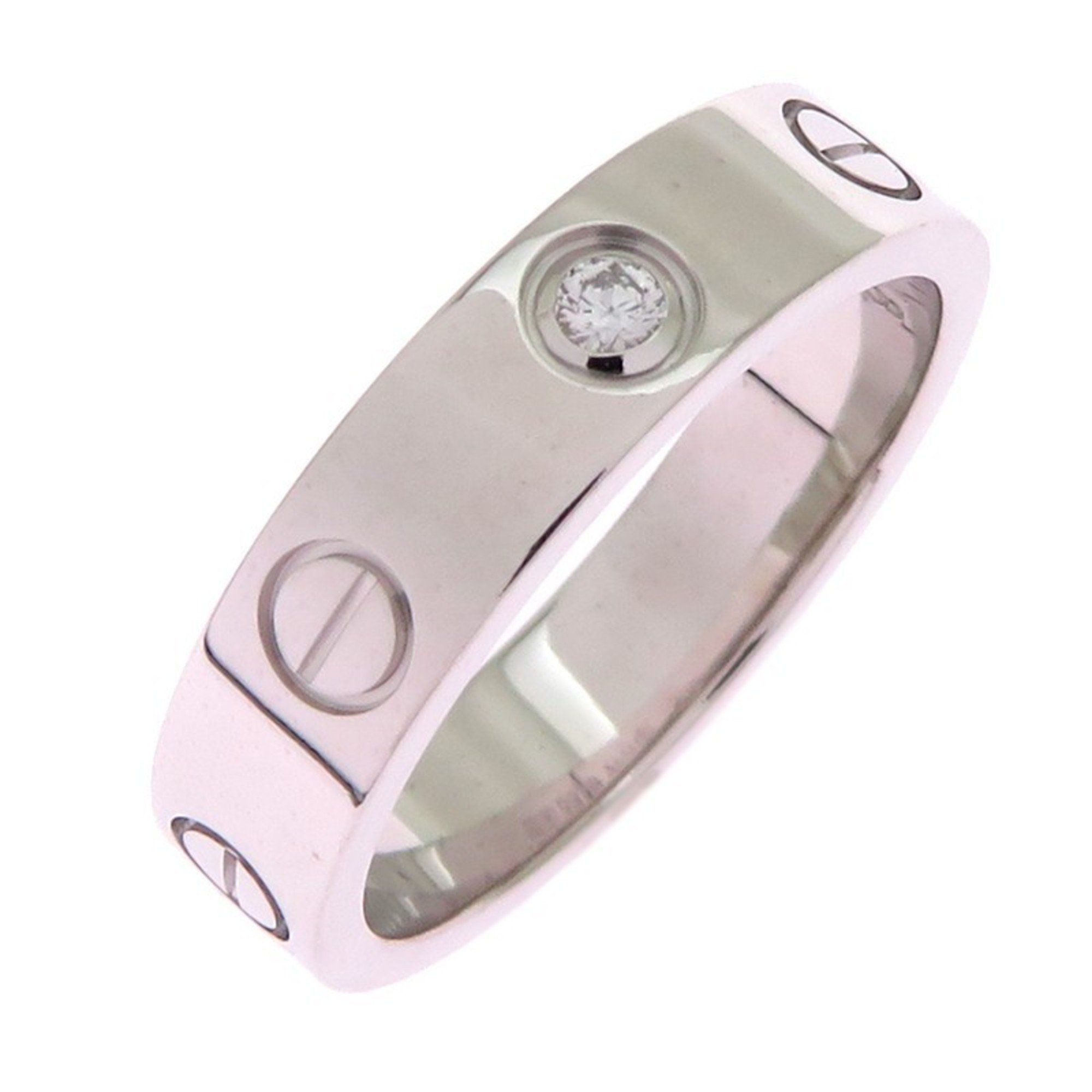 Cartier #48 1P Diamond Mini Love Women's Ring B4050500 750 White Gold Size 8