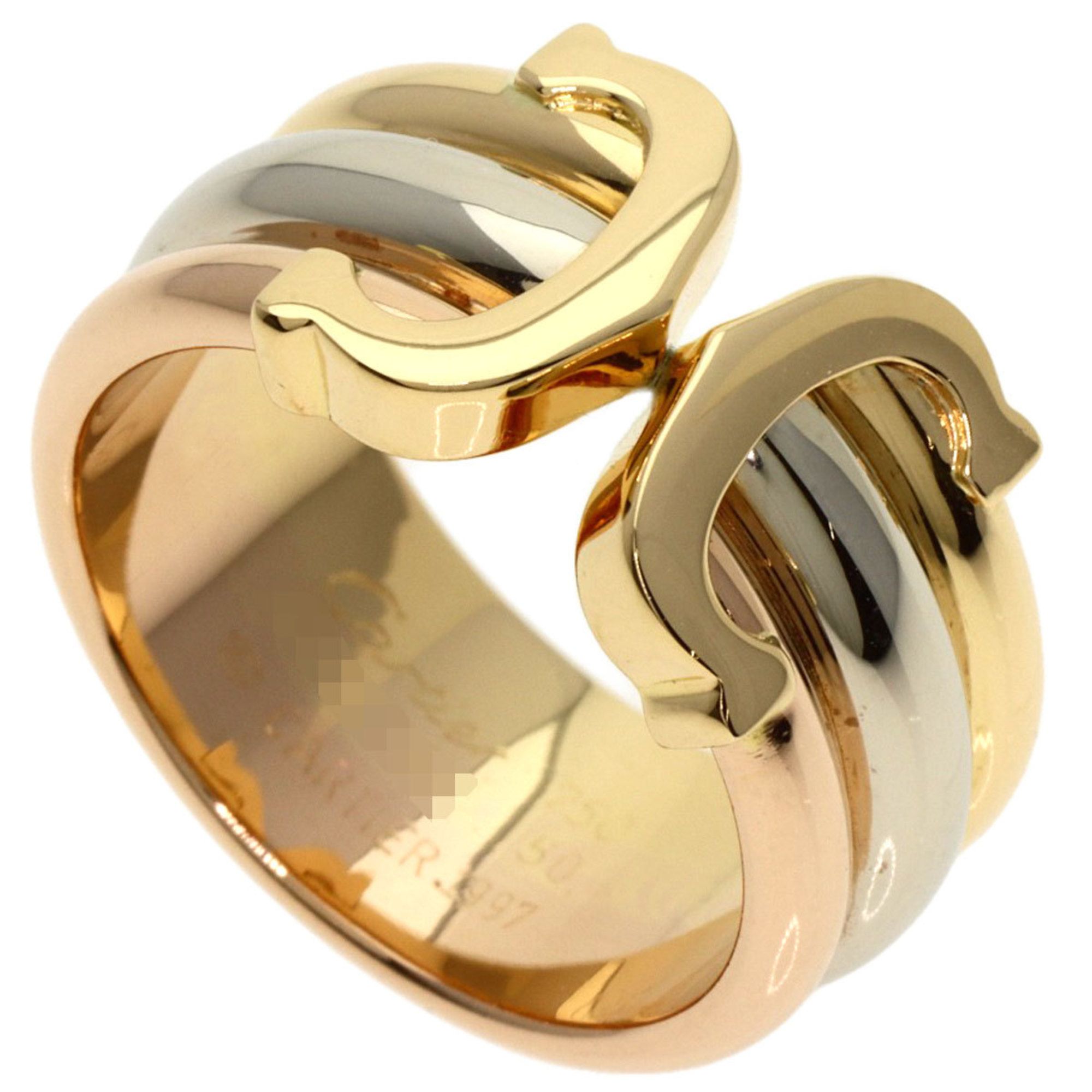Cartier 2C Ring LM #50 18K Yellow Gold/18KWG/18KPG Women's CARTIER