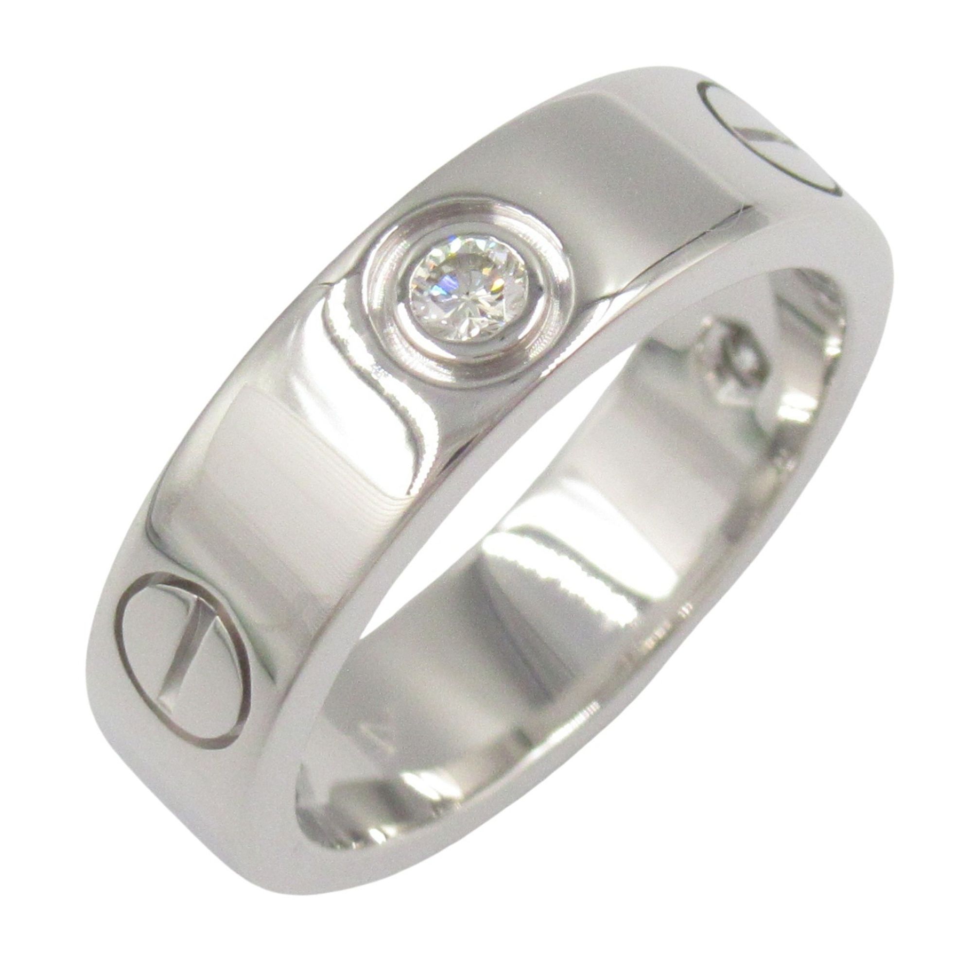 Cartier Love Ring 3PD, 18K White Gold with Diamonds, Clear, Women's, B4032552