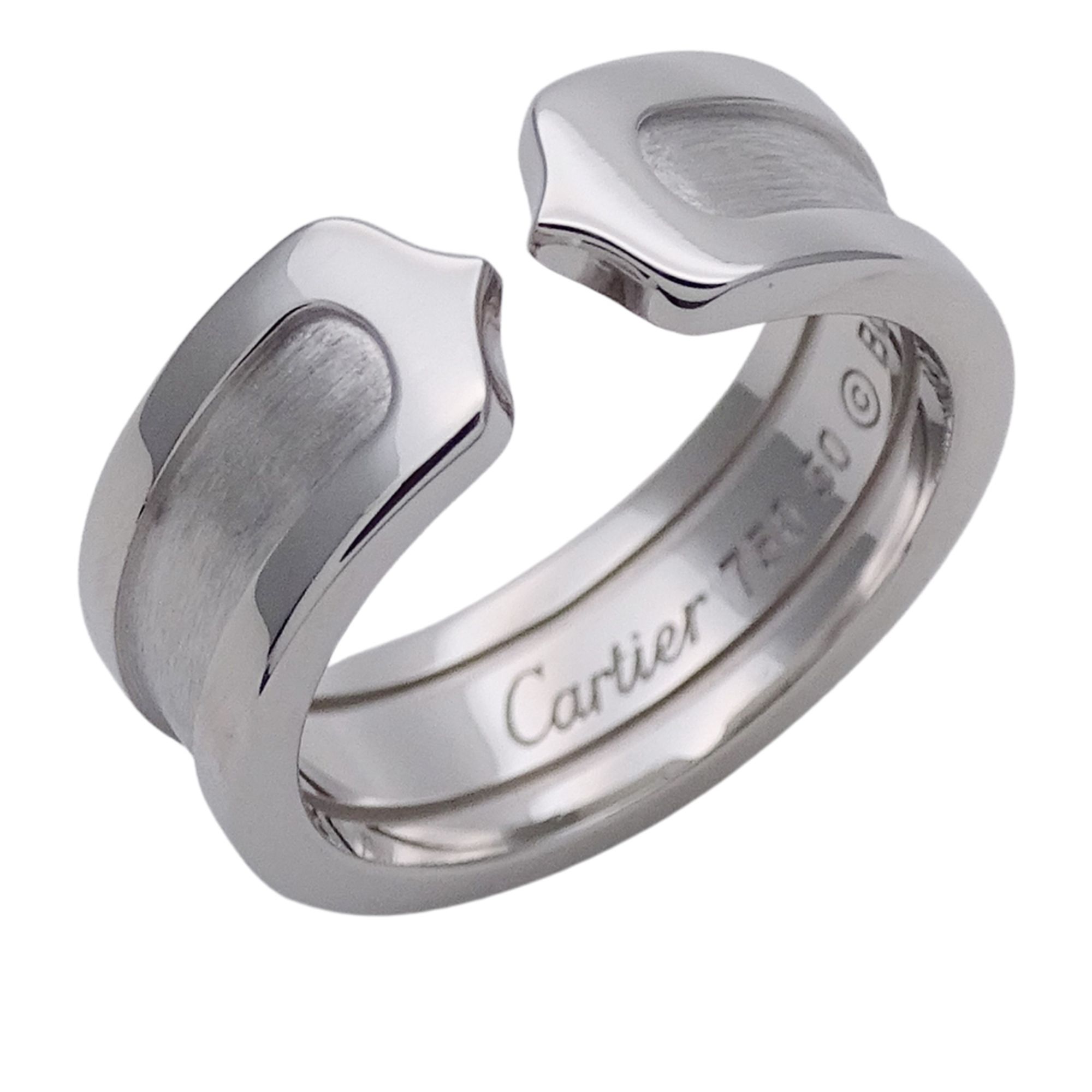 Cartier ring for women, brand name ring, 750WG C2 white gold, #50, approximately size 10, polished j
