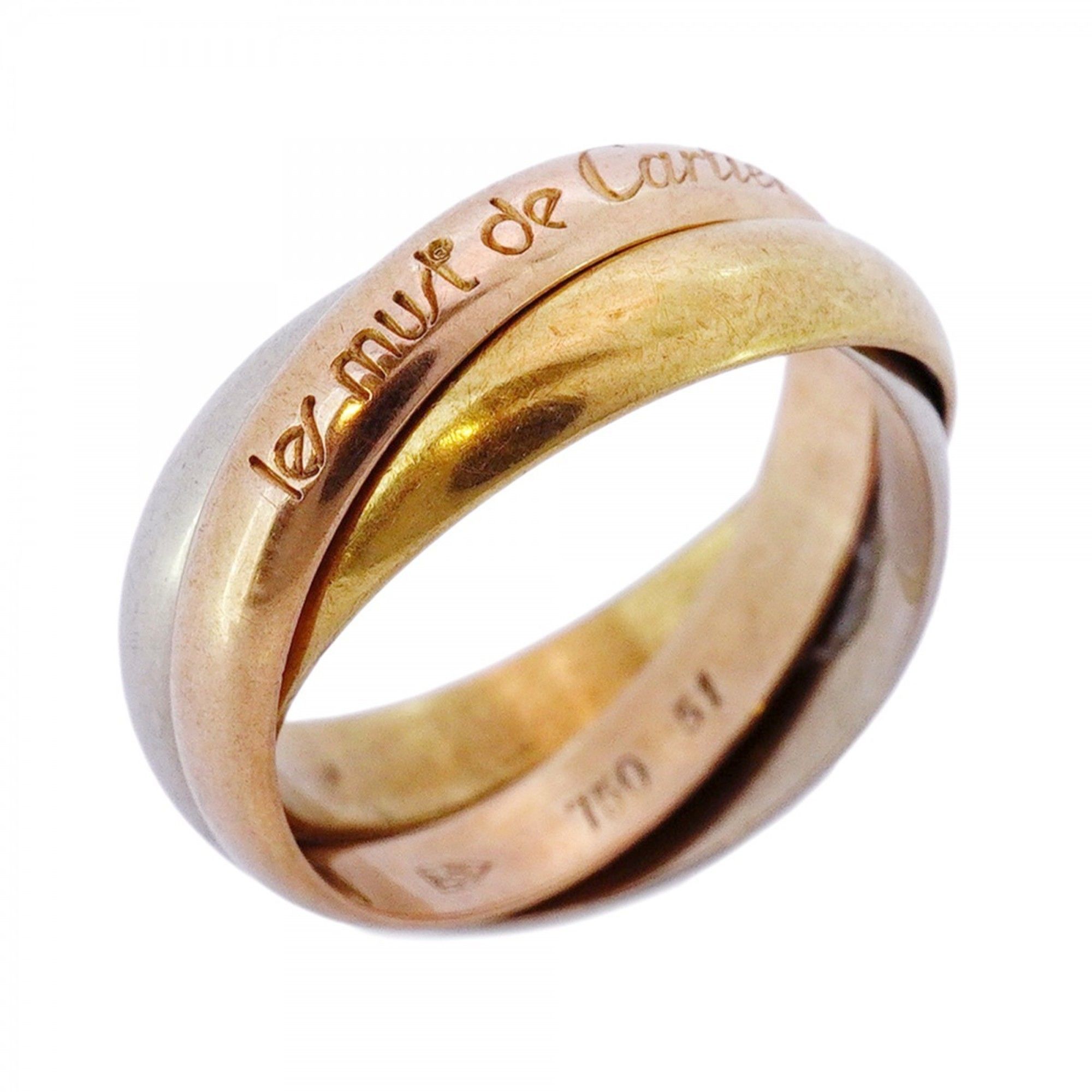 Cartier Trinity Ring, 18K Yellow Gold, White Pink #51, Women's