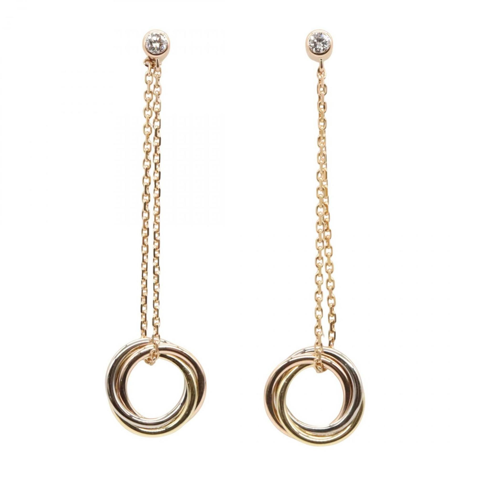 Cartier Trinity Earrings, Jewelry, Women's, 18K Yellow Gold, White Pink Silver