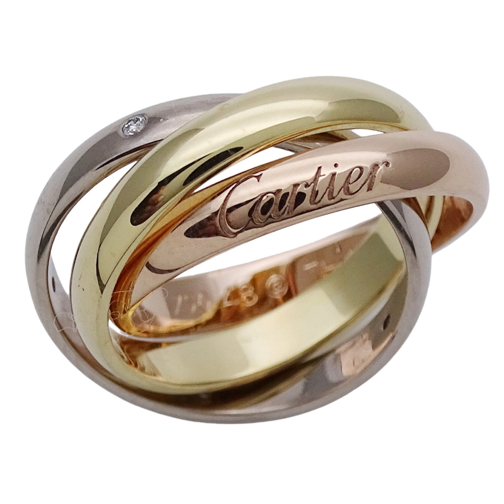 Cartier Trinity Ring for Women, 5-Piece Diamond in 750PG, 750WG, or 750YG Pink Gold, White Yellow Si